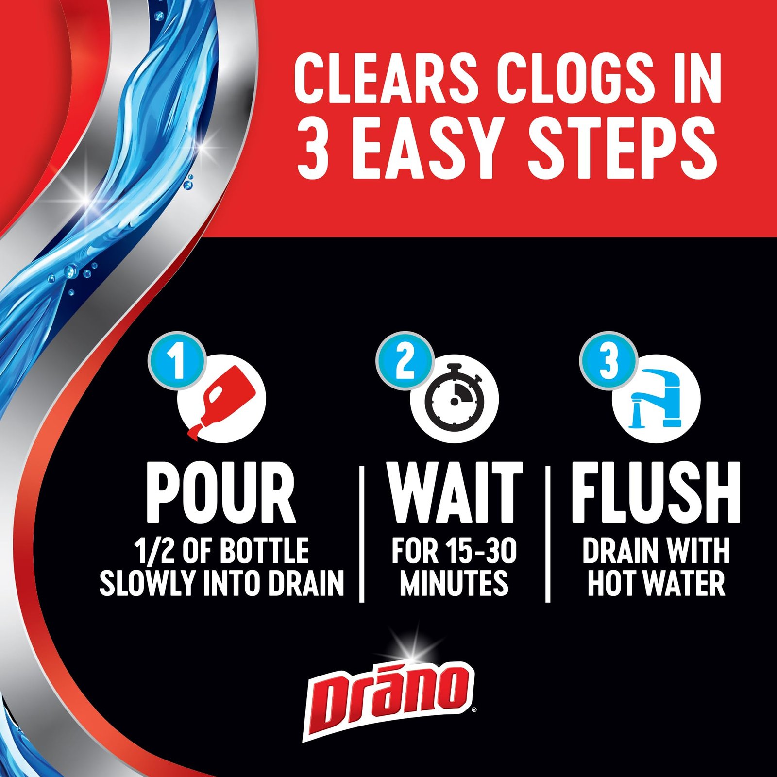 Drano Max Gel Drain Clog Remover & Cleaner, Safe for All Pipes/Septic, 32oz - Image 9