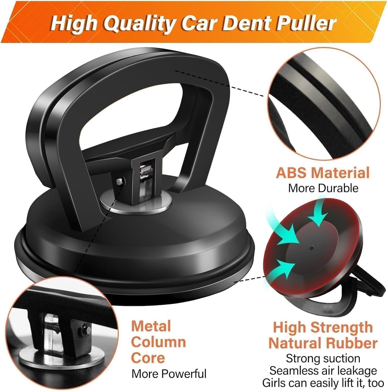 Tiantanghu Dent Puller,3 Pack Car Dent Puller Car Dent Removal Kit Suction Cup Dent Puller Dent Remover Tool and Dent Repair Kit Handle Lifter for Cars Body,Glass,Screen,Objects Moving (Black+Orange) - Image 4
