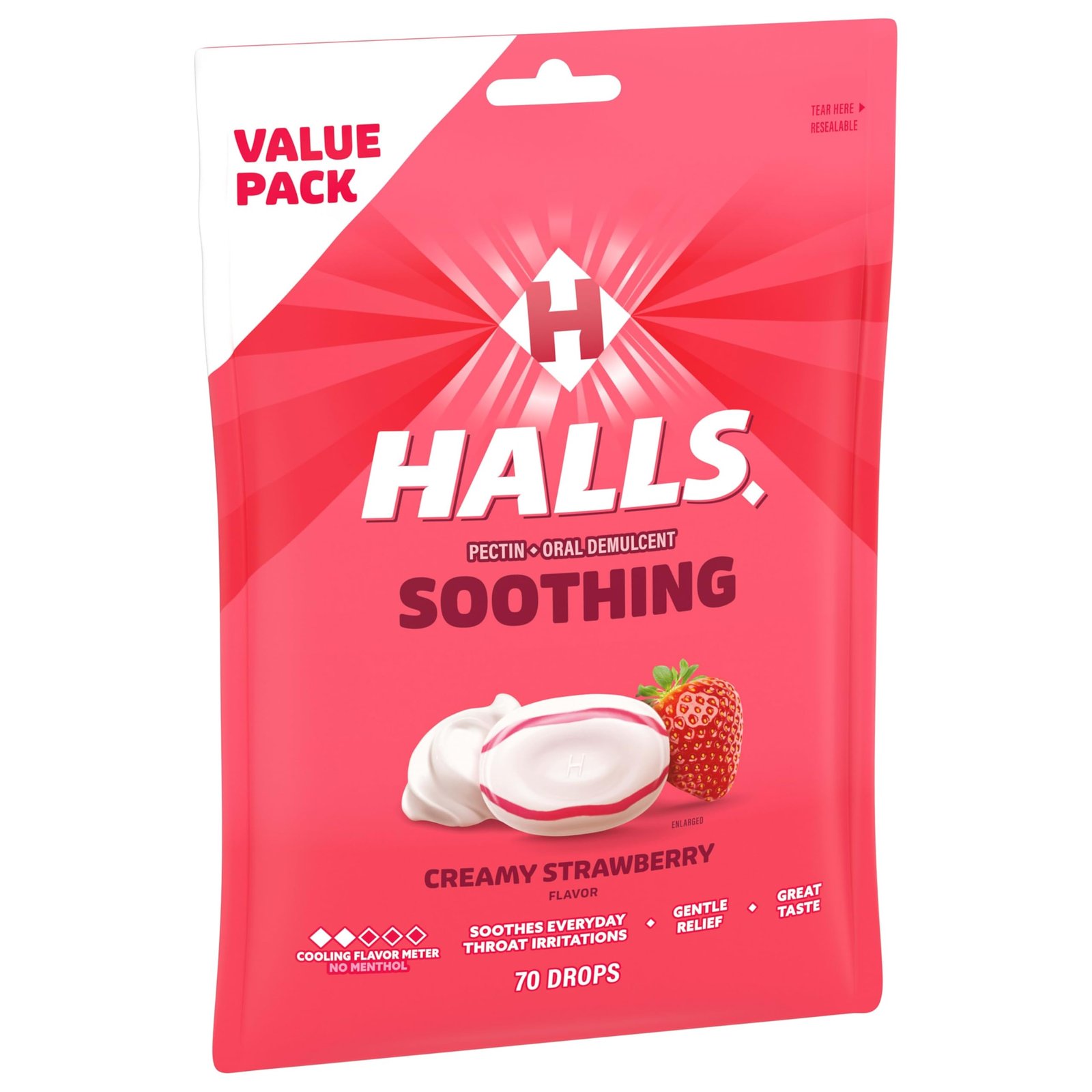 HALLS Soothing Creamy Strawberry Throat Drops, Value Pack, 70 ct - Image 12