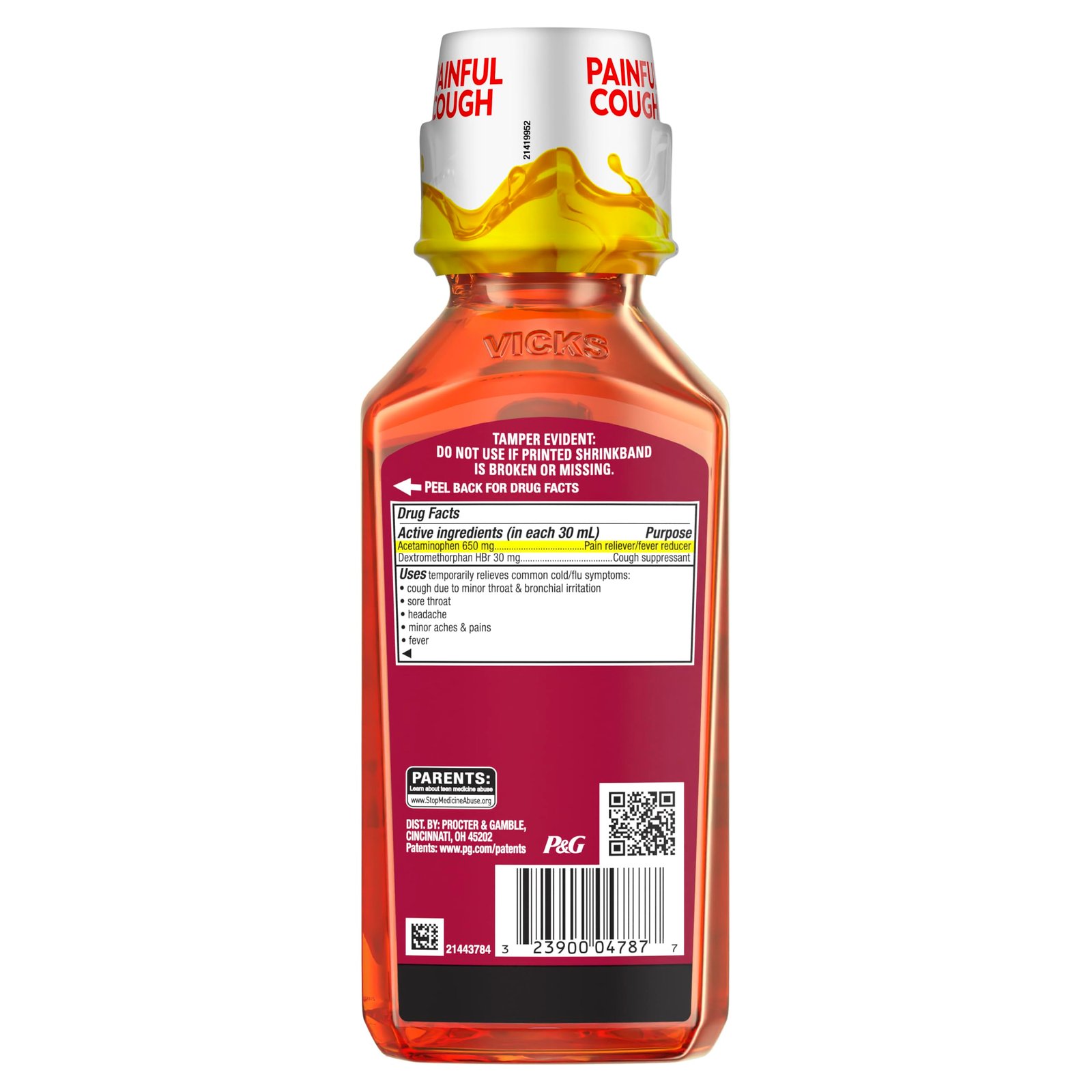 Vicks Formula 44 DM Painful Cough + Sore Throat Liquid, Day or Night, Cough Syrup, Powerful Painful Cough and Sore Throat Relief, Honey Flavored, Adult Cough Medicine, 12 FL OZ - Image 12