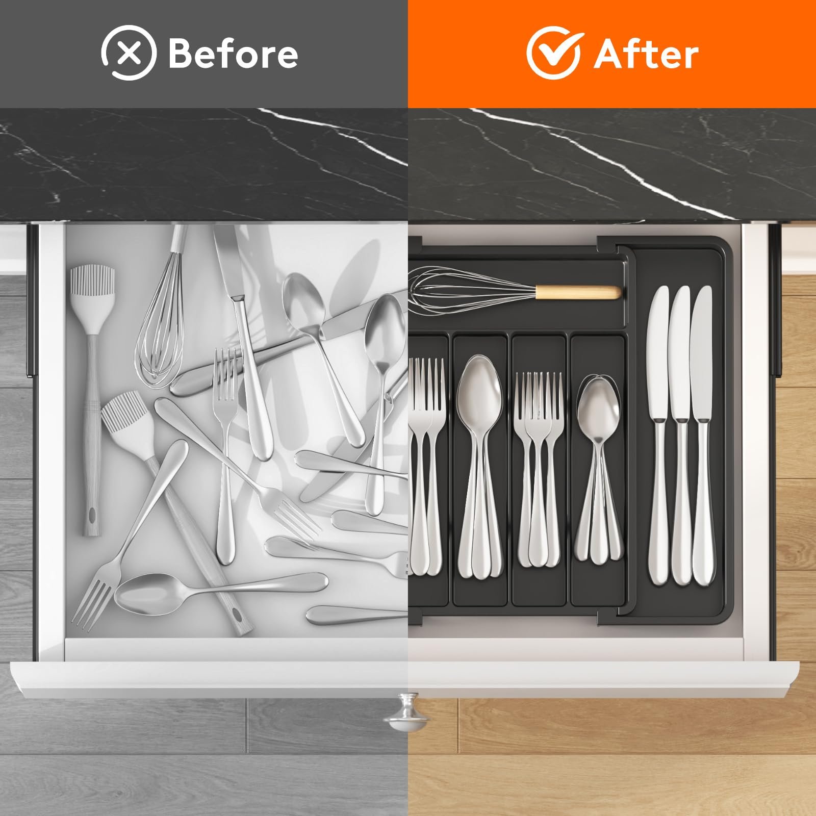 Lifewit Expandable Silverware Drawer Organizer, Kitchen Utensil Tray - Image 4