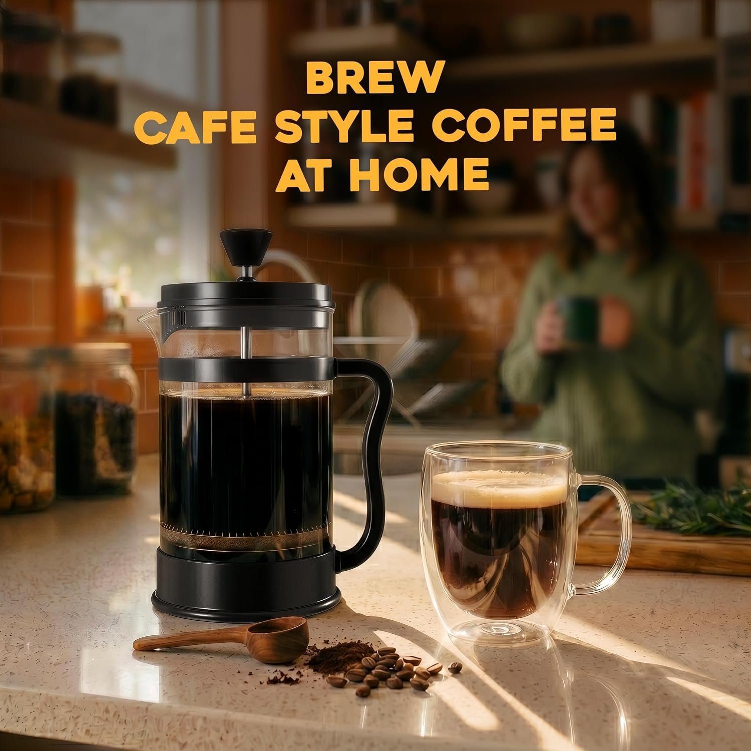 Utopia Kitchen Borosilicate Glass French Press Coffee Maker 34 Oz, Black - Image 7