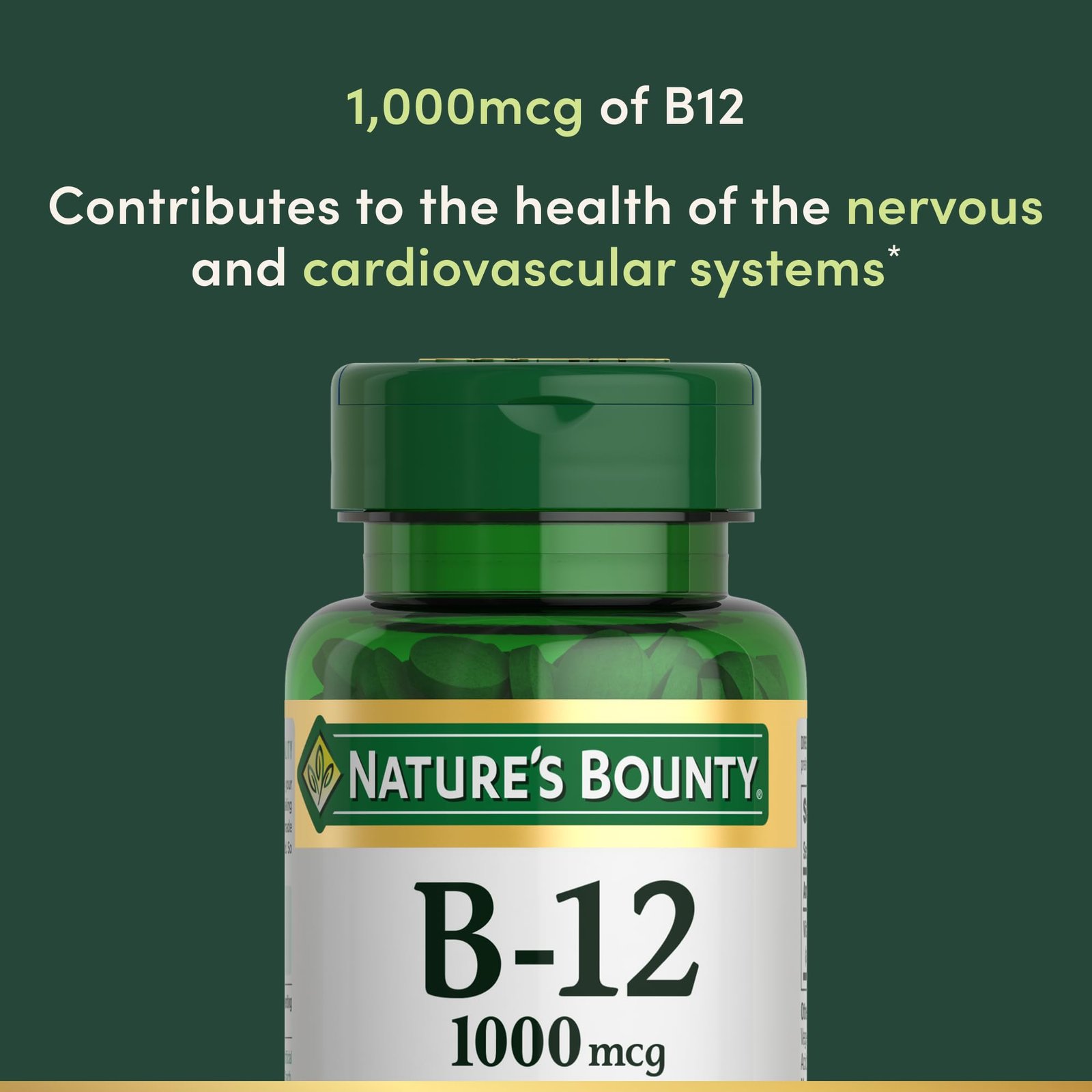 Nature's Bounty Vitamin B12 1000 mcg Caplets, 200 ct - Image 3