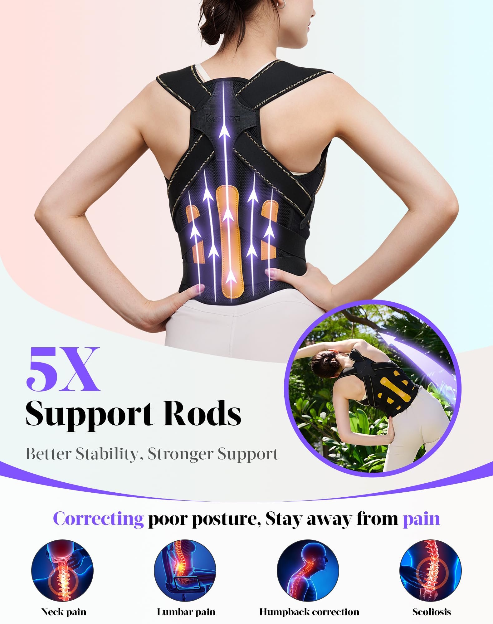 Posture Corrector for Women and Men, 5x Enhanced Support Back Brace, Medium - Image 2