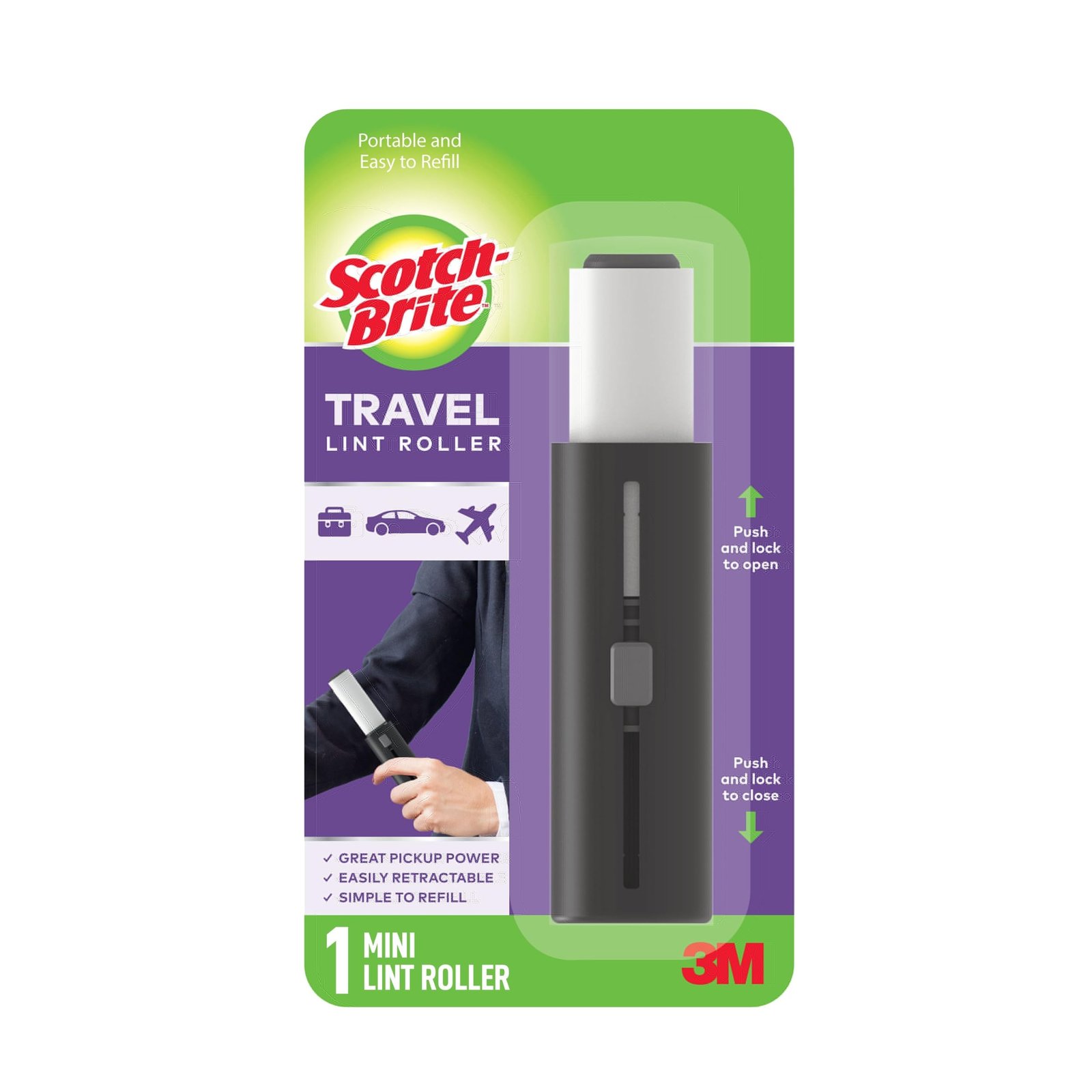 Scotch-Brite Mini Travel Lint Roller, Works Great On Pet Hair, 30 Sheets