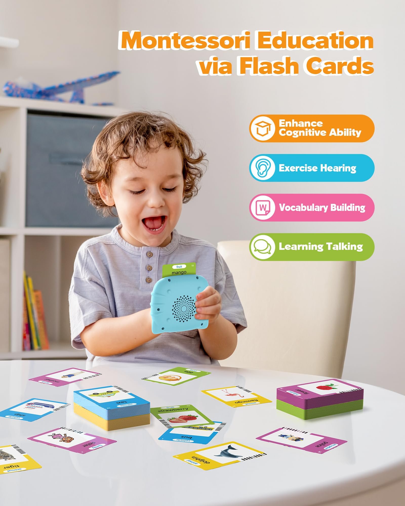 Airbition Talking Flash Cards for Toddlers Ages 1‑4,224 Words English Blue - Image 3