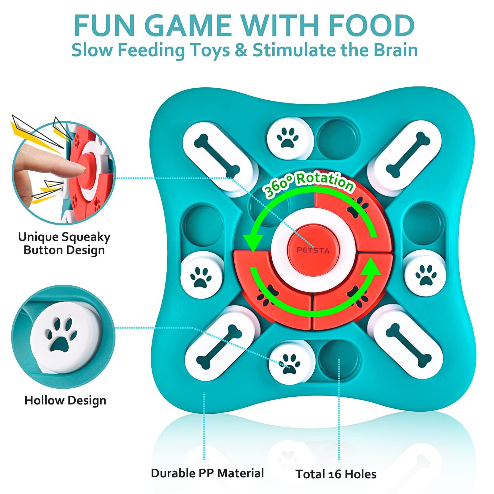 PETSTA Dog Puzzle Toys, Treat Dispensing Dog Enrichment Toys for IQ Training and Brain Stimulation, Interactive Mentally Stimulating Toys as Gifts for Puppies, Cats, Dogs - Image 4