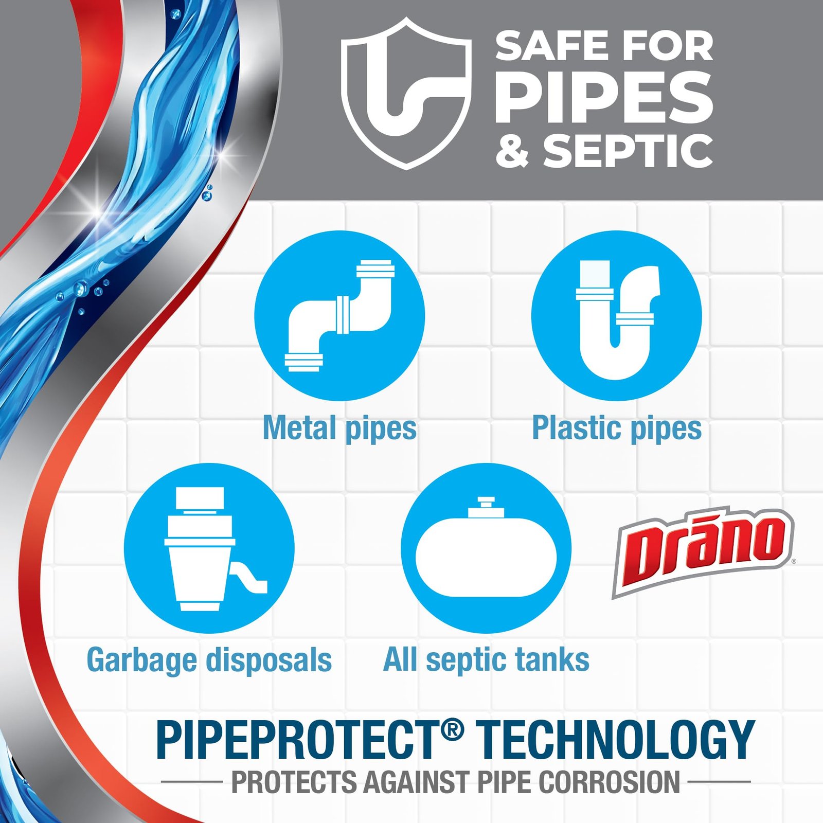 Drano Max Gel Drain Clog Remover & Cleaner, Safe for All Pipes/Septic, 32oz - Image 6
