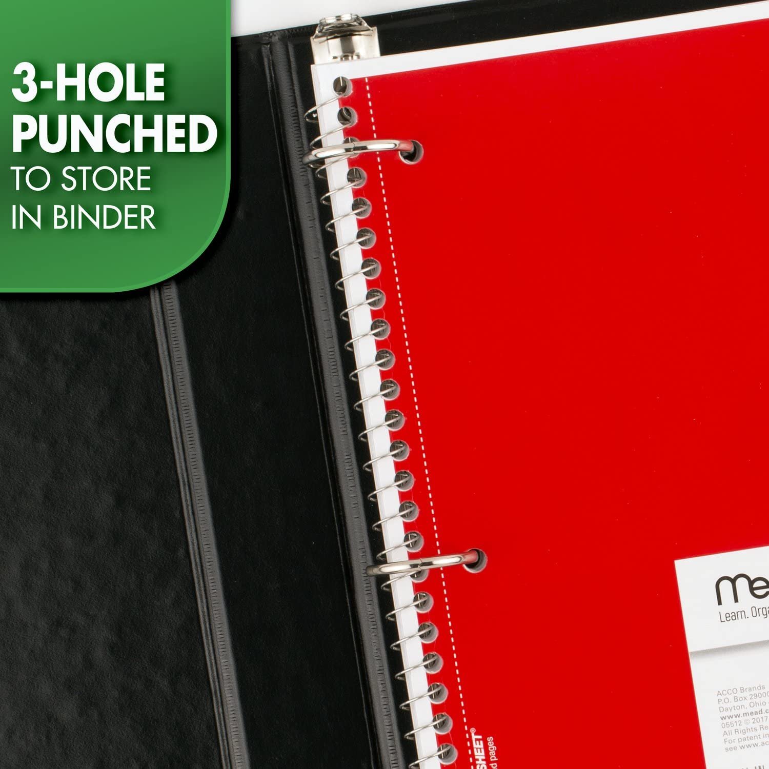 Mead Spiral Notebook, 1 Subject, Graph Ruled Paper, 7-1/2" x 10-1/2", 100 Sheets, Green (05676AC5) - Image 6