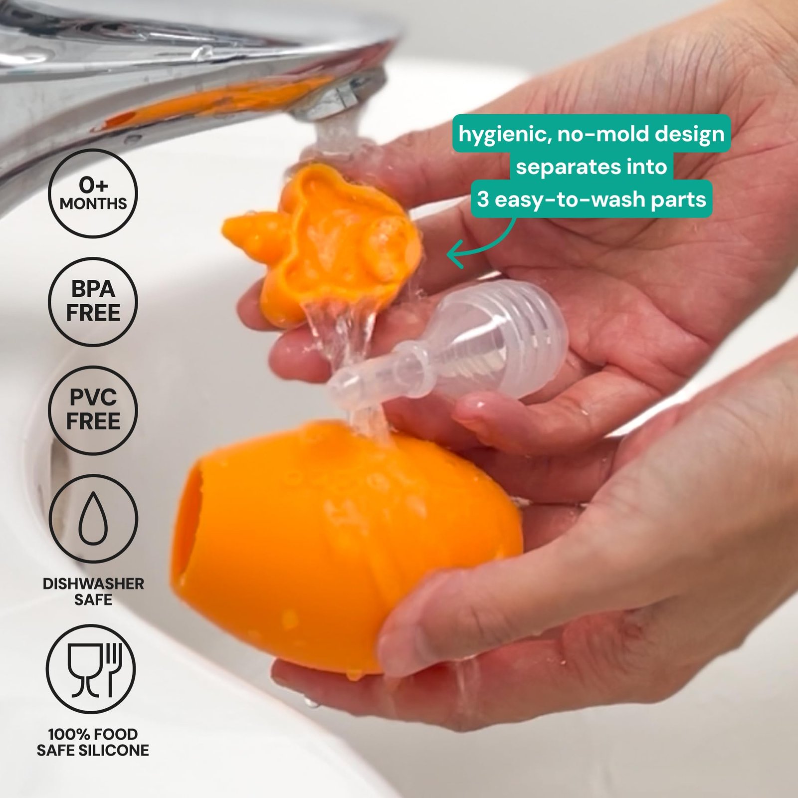 oogiebear Baby Nose Aspirator & Ear Syringe, Manual Strong-Suction, Orange - Image 4