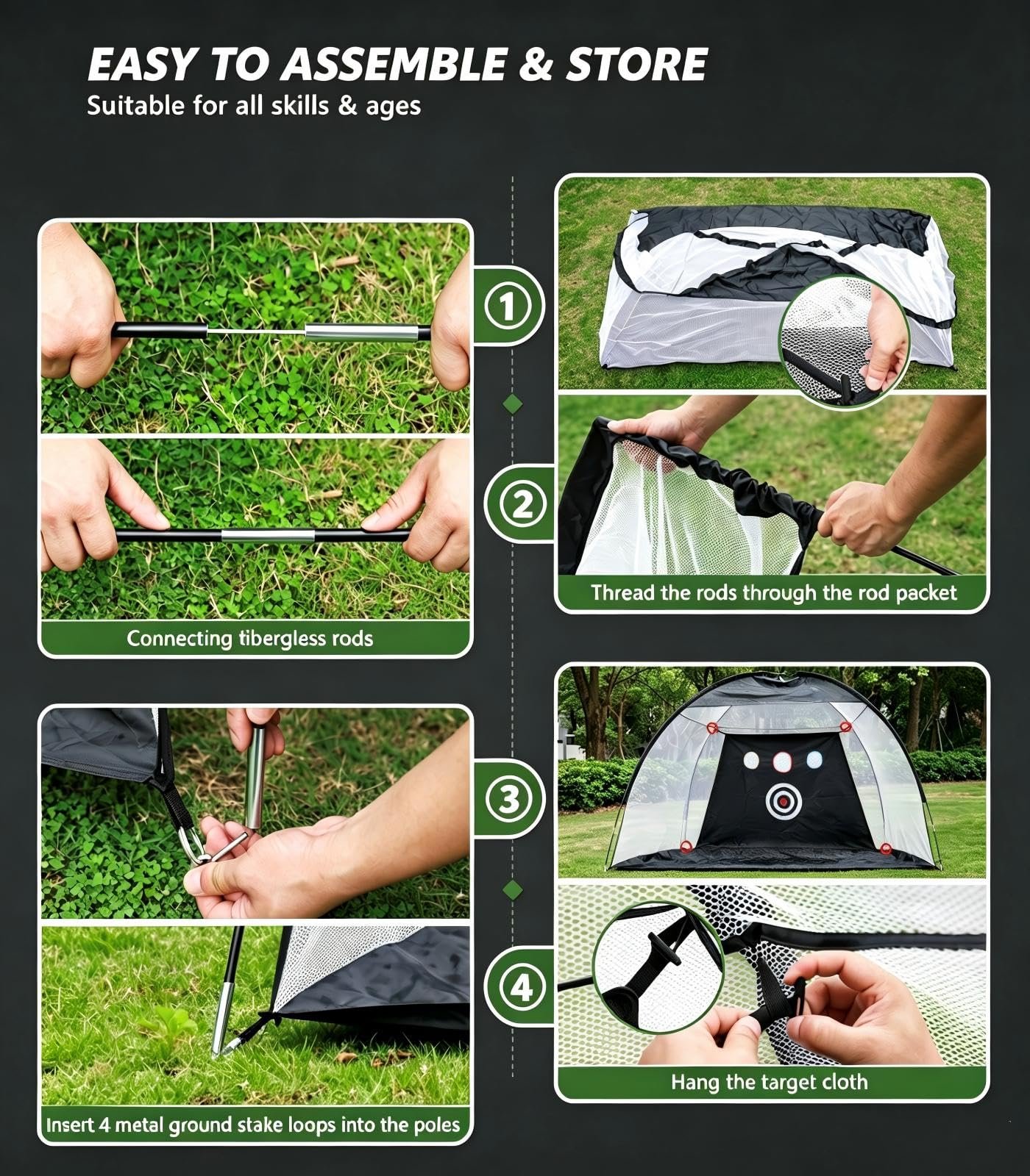 Golf Net: 10x7FT Golf Hitting Net with Mat for Chipping Driving Practice - Image 4