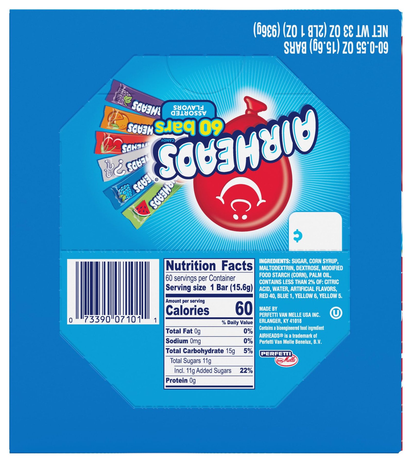 Airheads Full-Size Candy Bars, Assorted Taffy Variety Pack, 60 Count Box - Image 2