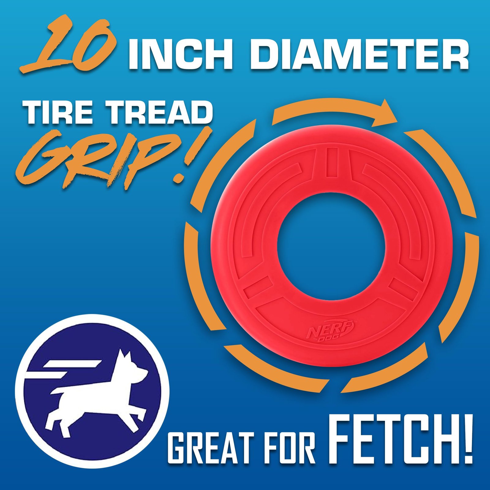 Nerf Dog Atomic Flyer Outdoor Dog Toy, 10 Inch Flying Disc Dog Fetch Toy, Rubber Dog Toy for Medium Dogs and Large Dogs, Red - Image 3