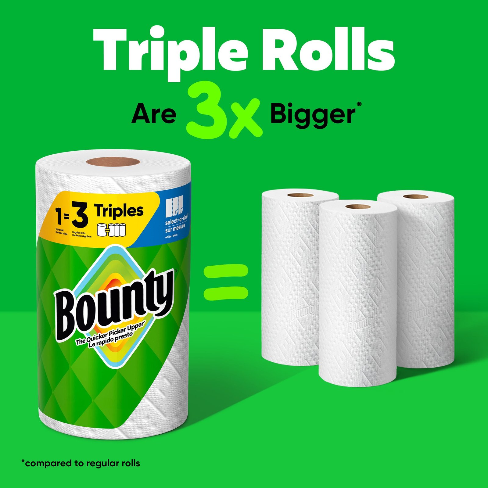Bounty Select-A-Size Paper Towels, White, 2 Triple Rolls = 6 Regular Rolls - Image 3
