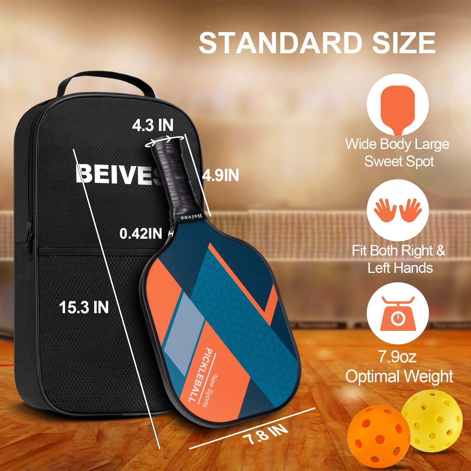 BEIVES Pickleball Paddles Set of 4, Fiberglass Rackets USAPA Approved - Image 4