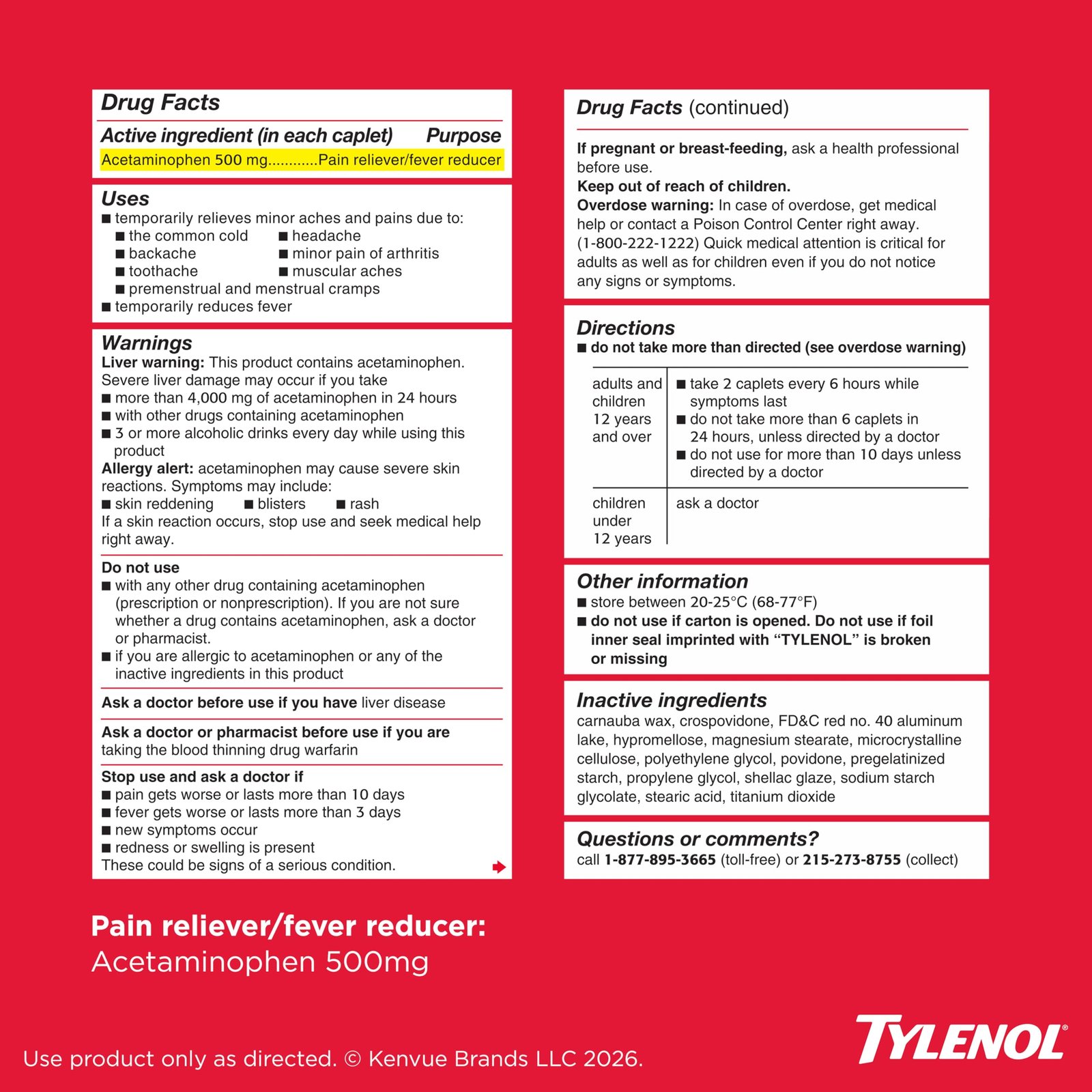 Tylenol Extra Strength Caplets, 500 mg Acetaminophen, Value Size, 225 Ct - Image 8