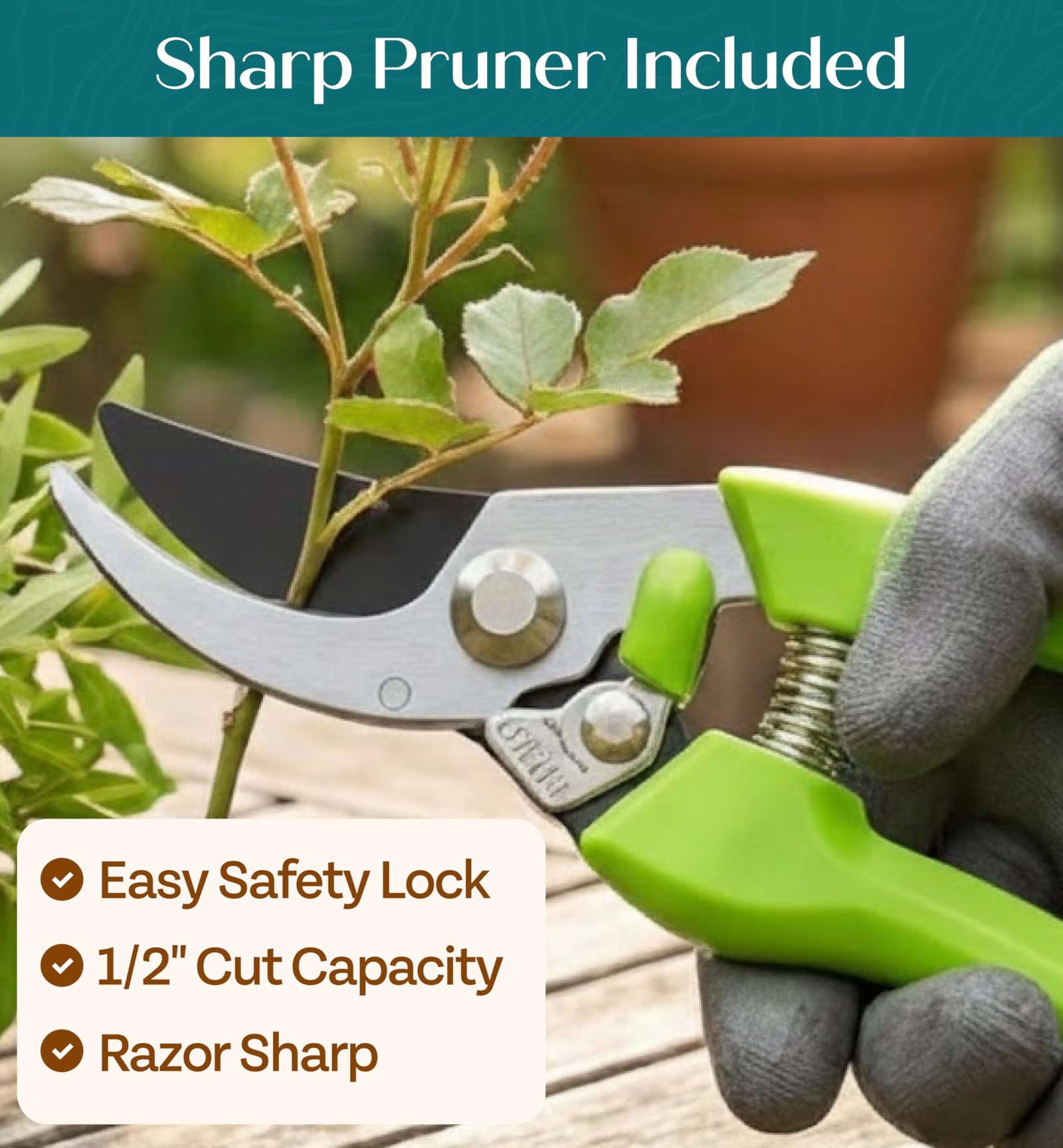 Heavy Duty Gardening Tools - Gardening Gifts for Women, Men, Mom, Dad - Durable, Ergonomic Garden Tools Set (Green) - Image 6