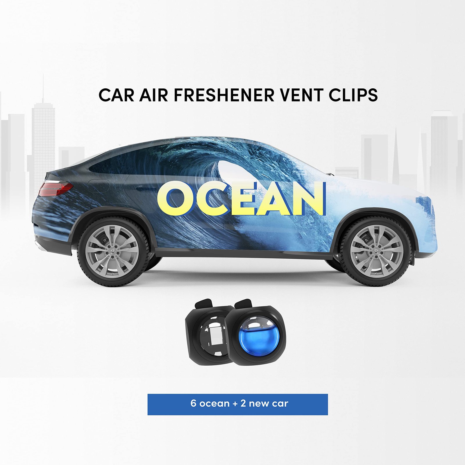 DRIVEJOY Car Air Freshener Vent Clips, 8 PK, 6 Ocean, 2 New Car Scent, Long Lasting Air Fresheners for Men & Women, Up to 240 Days, Odor Eliminator - Image 2