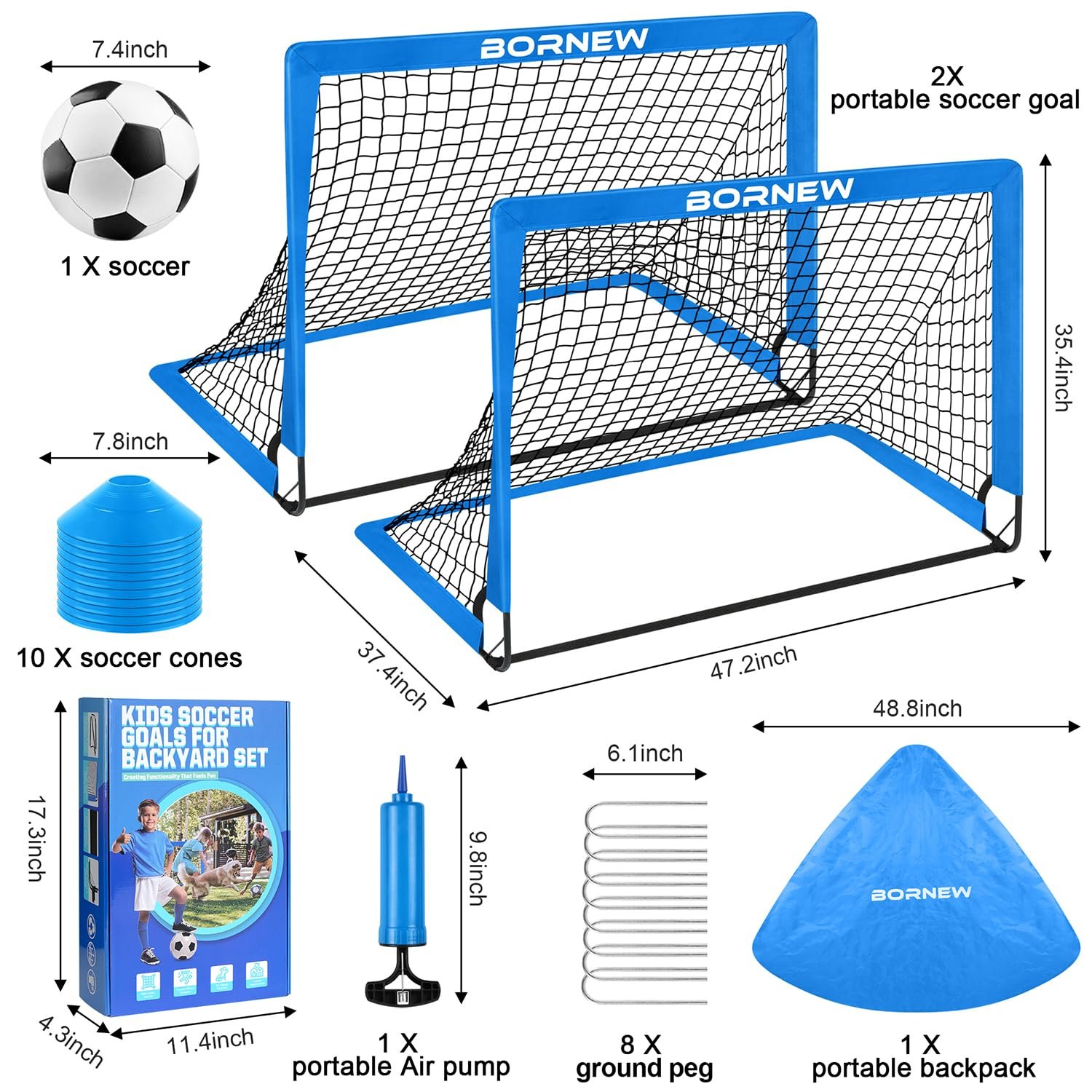 2 Pack Soccer Goal - Backyard & Indoor 4X3 ft Kids Soccer Goals - Image 2