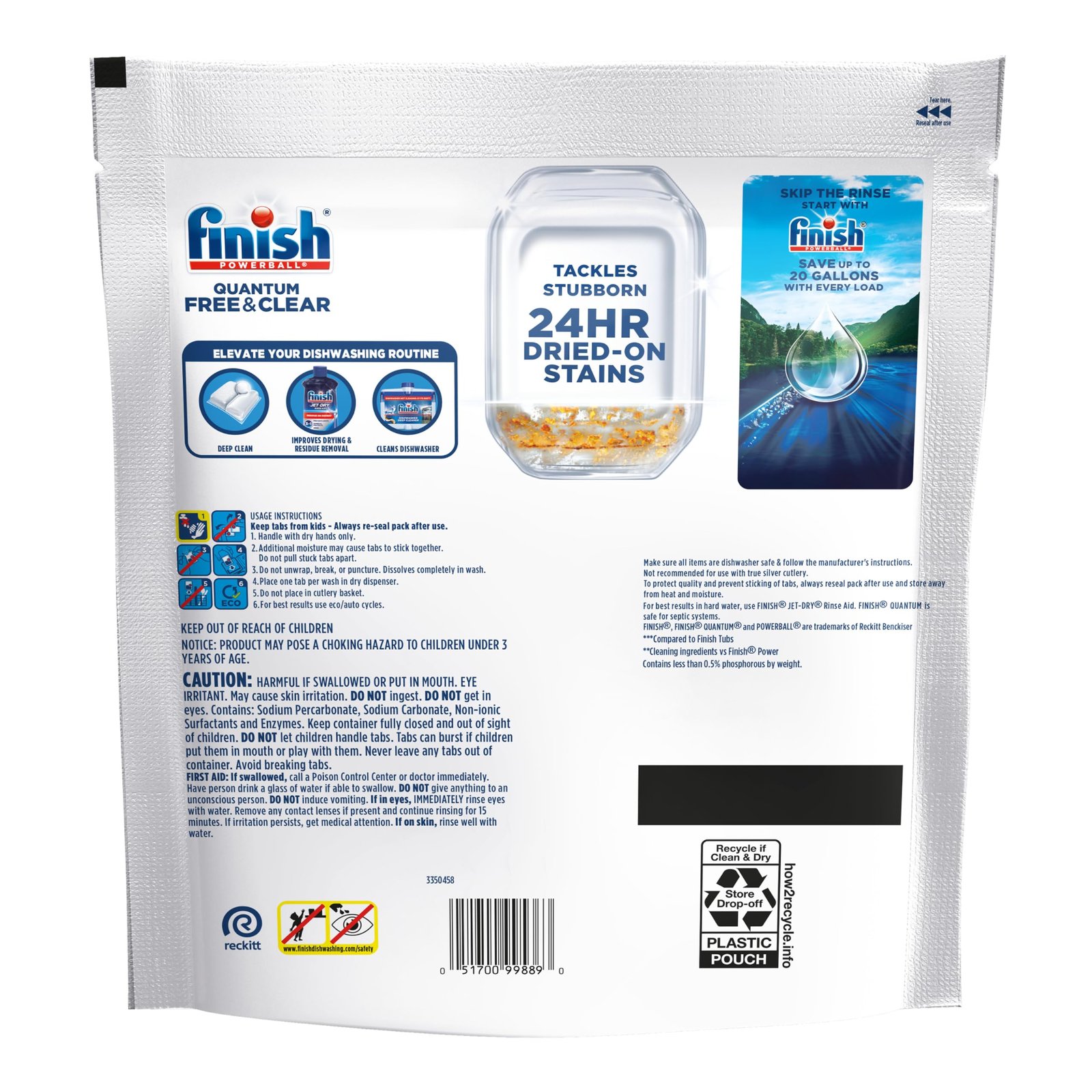 Finish Free & Clear Dishwasher Pods, Dye & Fragrance Free Detergent, 84 ct. - Image 8