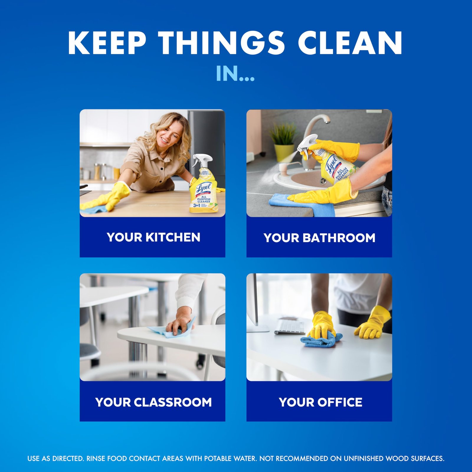 Lysol All Purpose Cleaner Spray, Disinfectant, Lemon, 32oz - Image 3