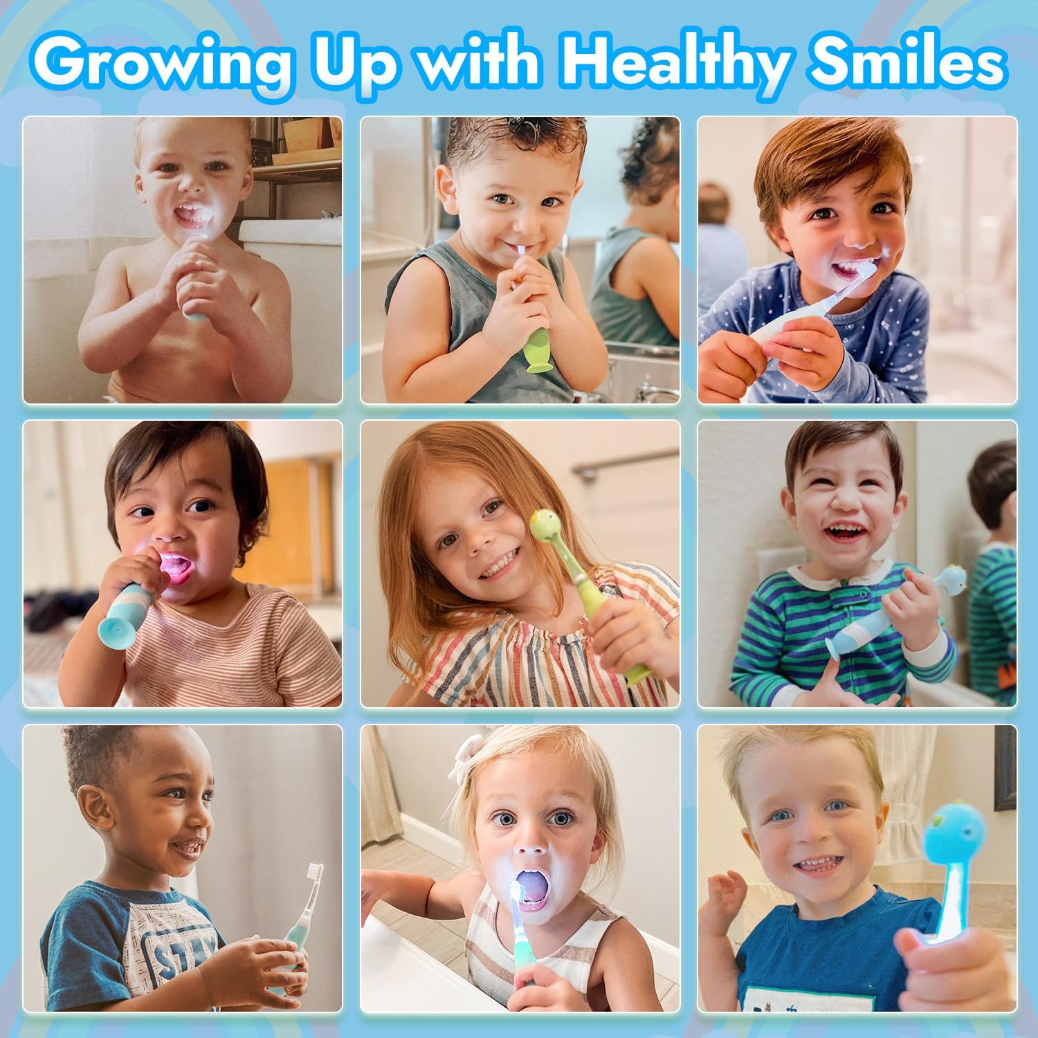 Papablic Toddler Sonic Electric Kids Toothbrush for Ages 1-3, Blue Penguin - Image 7