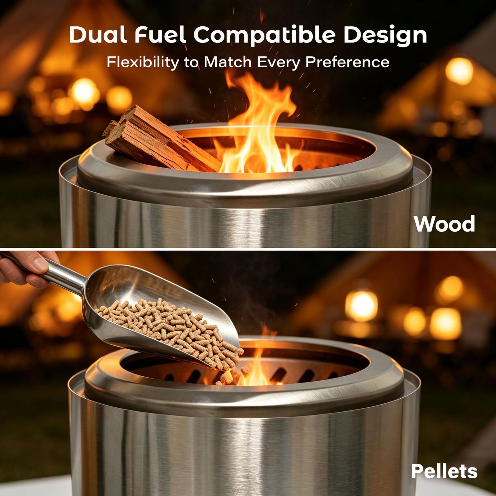 HGD Tabletop Fire Pit, Smokeless Firepit Outdoor, Mini Fire Pit for with Carry Bag for Camping Backyard Patio Garden Picnic, Silver - Image 4