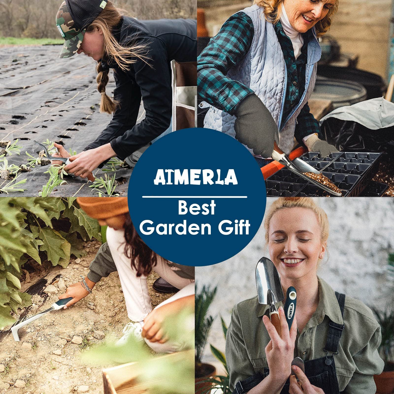 Aimerla Gardening Tools Set of 9 Heavy Duty Garden Tools with Non-Slip Rubber Grip with Large Garden Bag, Durable for Garden, Weeding, Gifts for Women,Men - Image 6