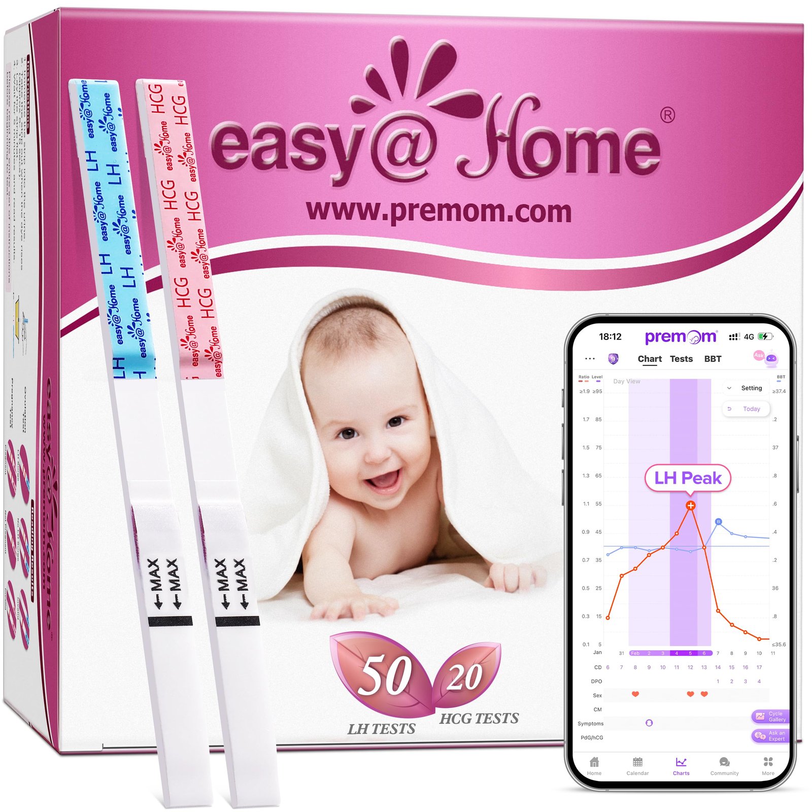 easy@Home 50 Ovulation Test Strips and 20 Pregnancy Test Strips Combo Kit - Image 11