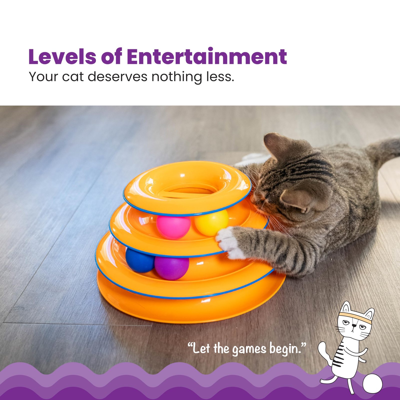 Catstages Tower of Tracks Interactive Cat Toy, 6 Spinning Balls, 10" x 5.3" - Image 2