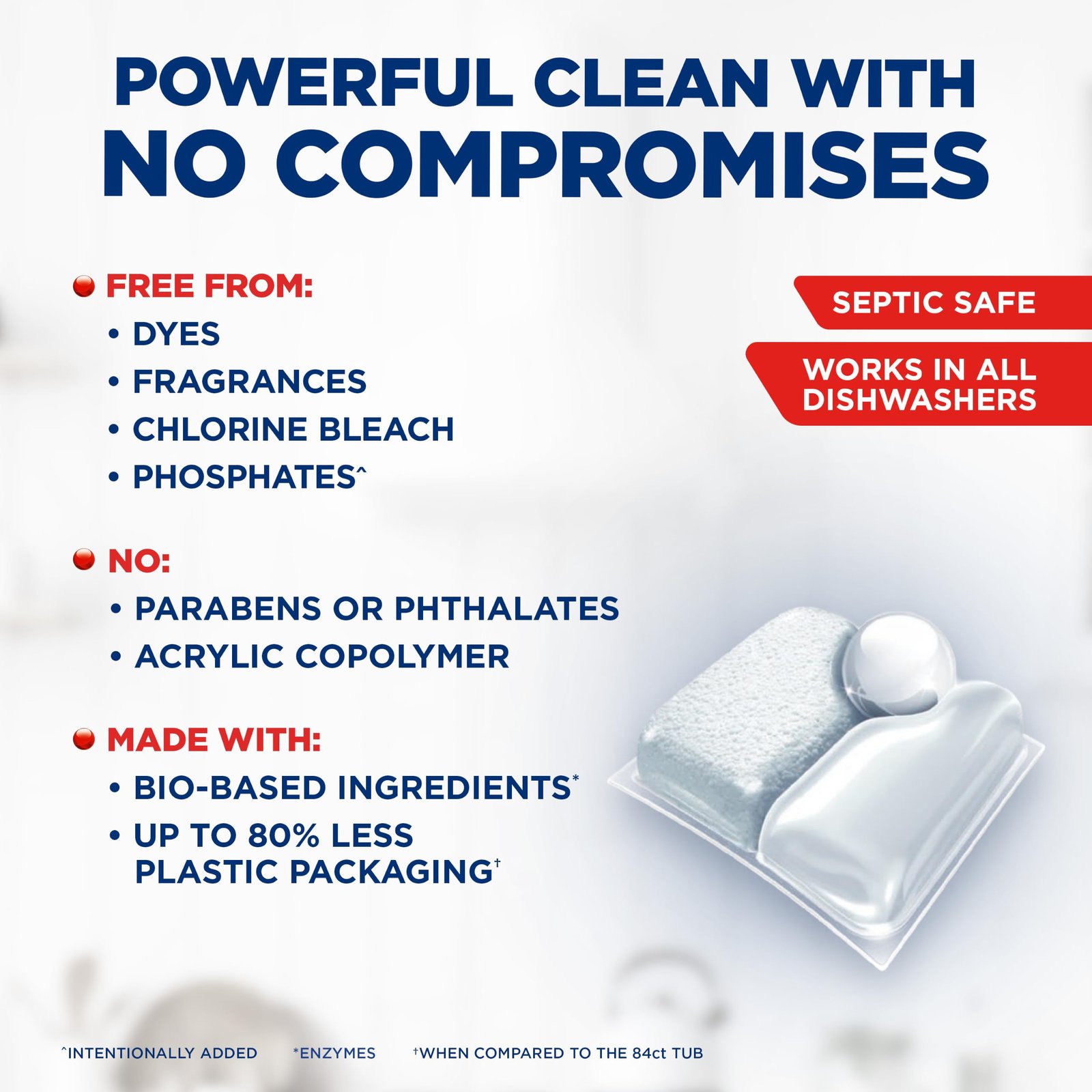 Finish Free & Clear Dishwasher Pods, Dye & Fragrance Free Detergent, 84 ct. - Image 2