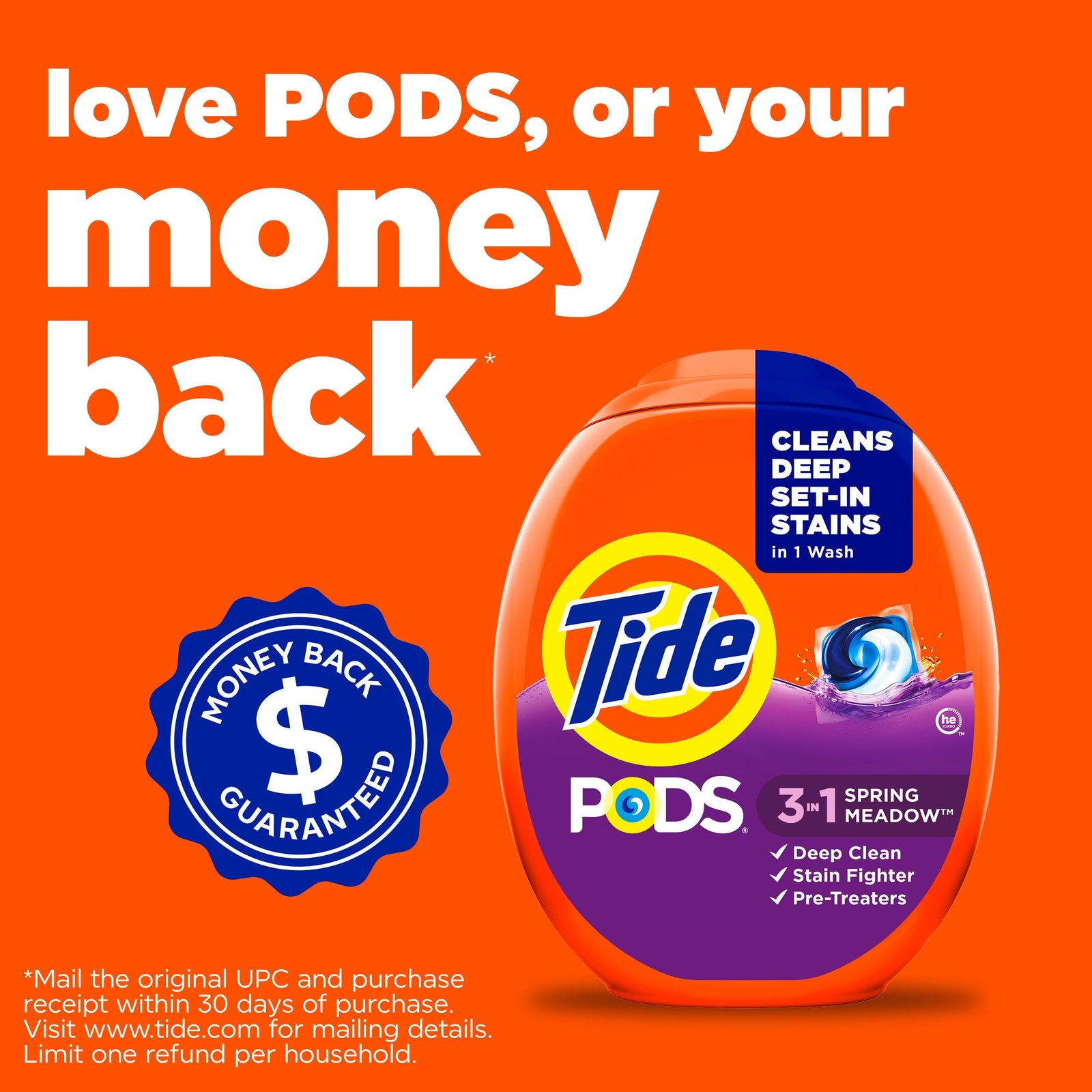 Tide PODS laundry detergent pacs, 3-in-1 Stain Remover, Odor Fighter, Color Protector, 112 Count, HE compatible, Spring Meadow Scent - Image 11