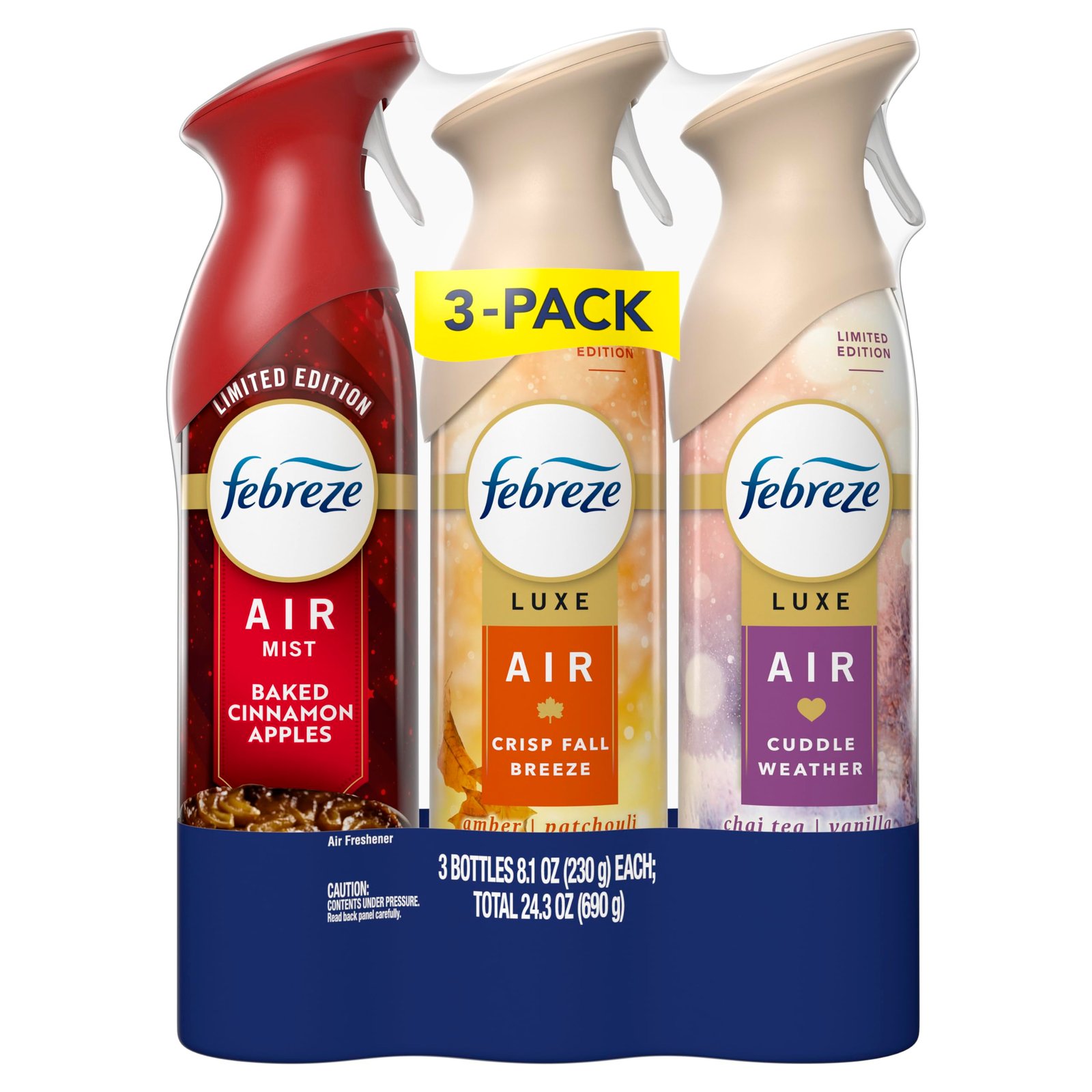 Febreze Odor-Fighting Air Freshener Spray, Room Spray, Crisp Fall Breeze, Cuddle Weather & Baked Cinnamon Apple Air Mist, 8.1 oz, 3ct - Image 12