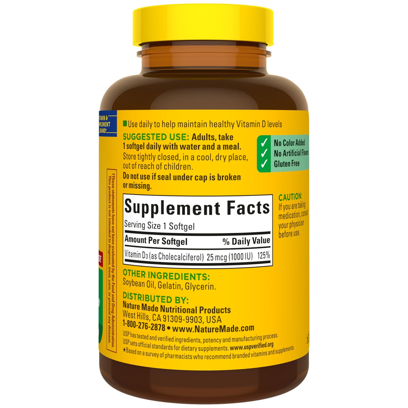 Nature Made Vitamin D3 1000 IU (25 mcg), 300 Vitamin D Softgels - Image 7
