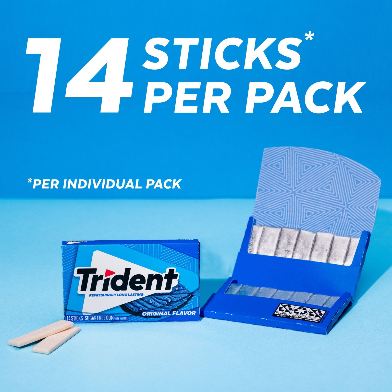 Trident Original Sugar Free Gum, 12 Packs of 14 Pieces (168 Total Pieces) - Image 3