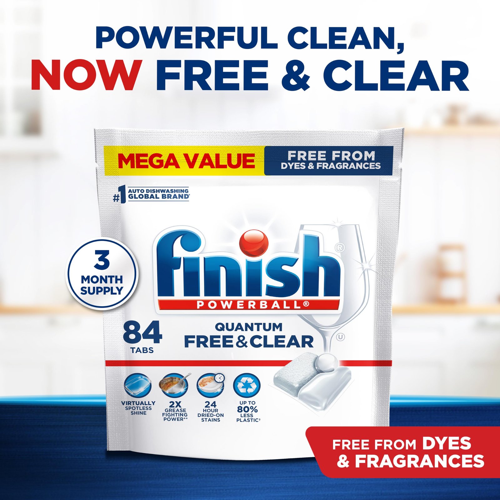 Finish Free & Clear Dishwasher Pods, Dye & Fragrance Free Detergent, 84 ct. - Image 5