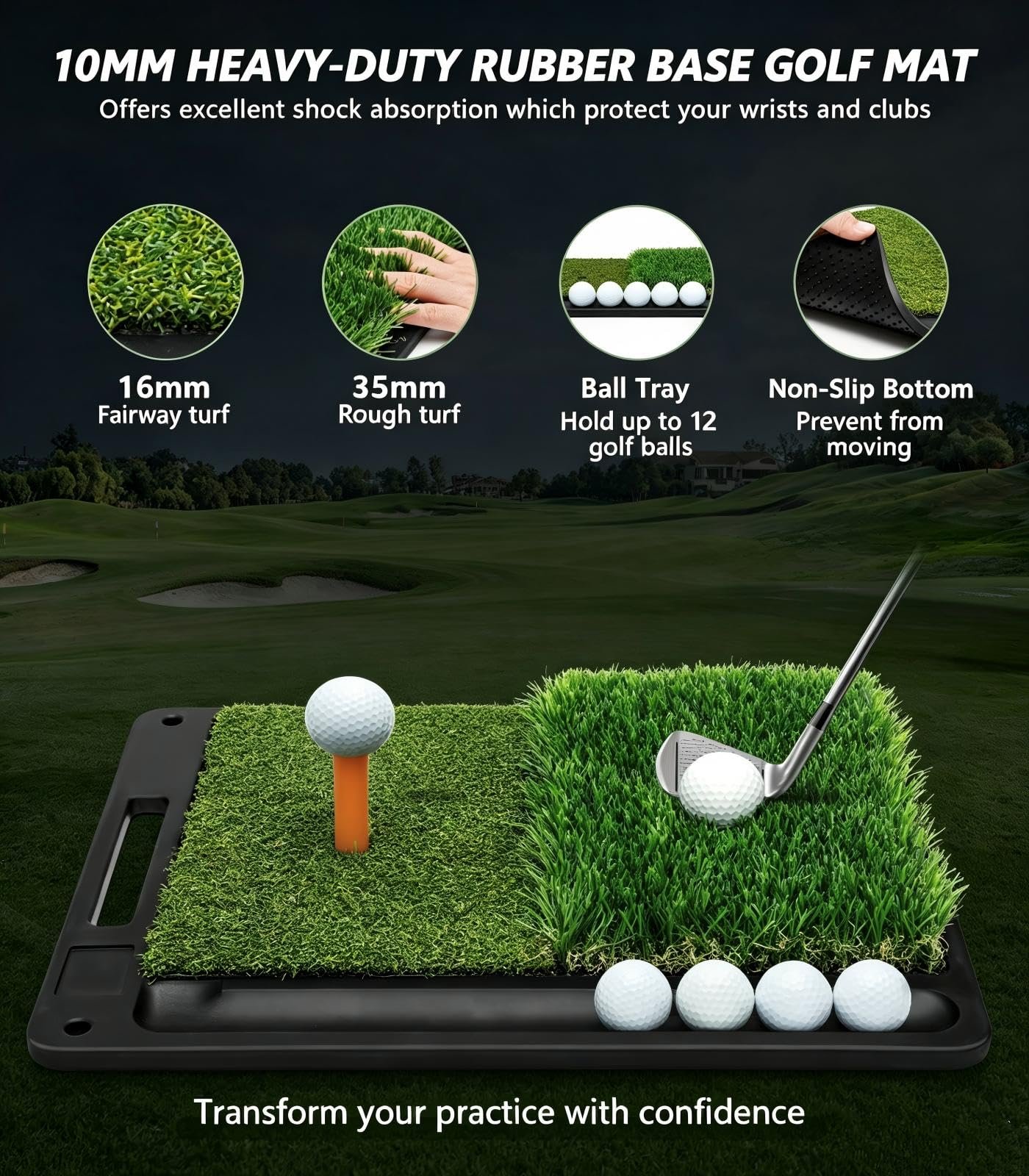 Golf Net: 10x7FT Golf Hitting Net with Mat for Chipping Driving Practice - Image 5