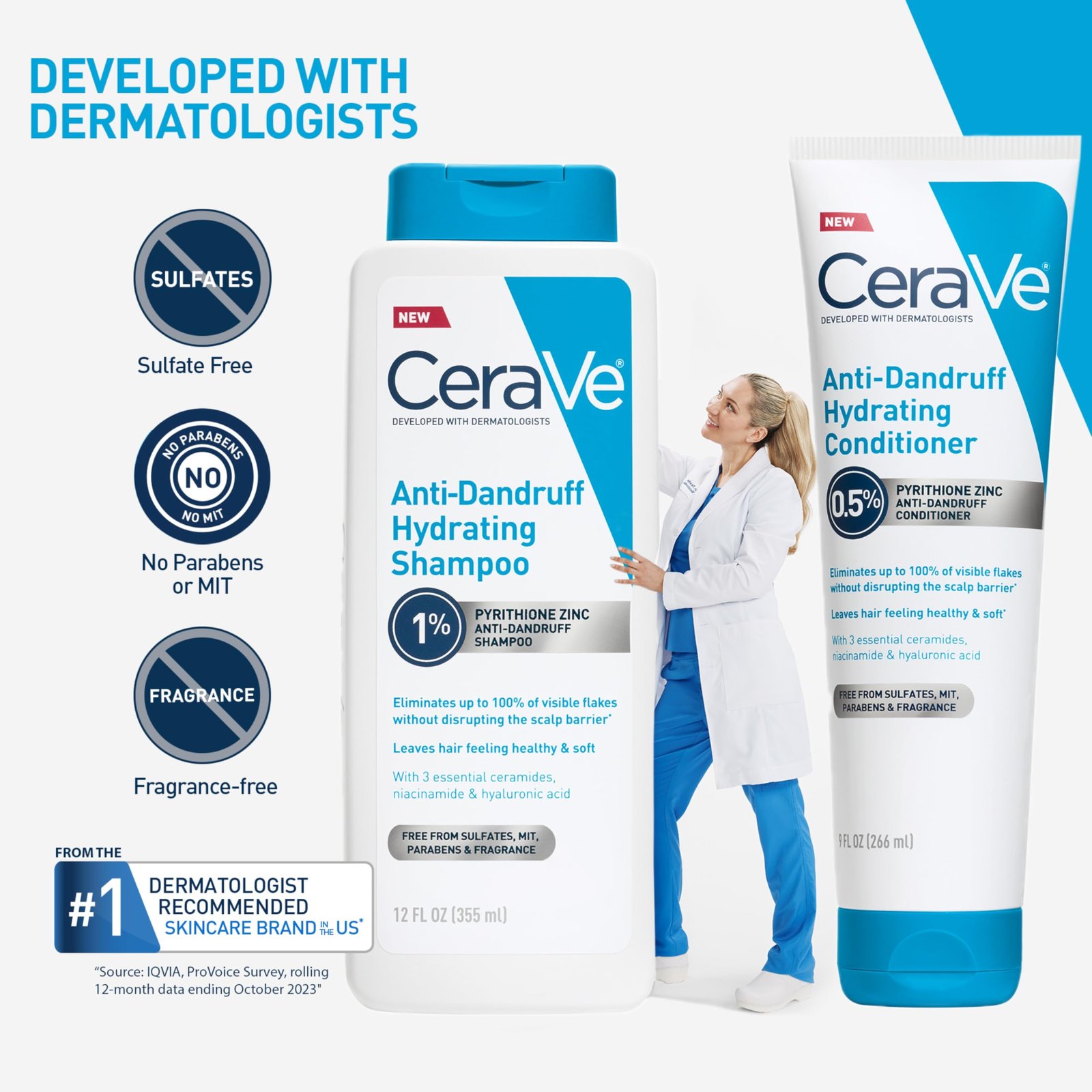 CeraVe Hydrating Anti Dandruff Shampoo, Itchy Scalp Treatment, 12oz - Image 7