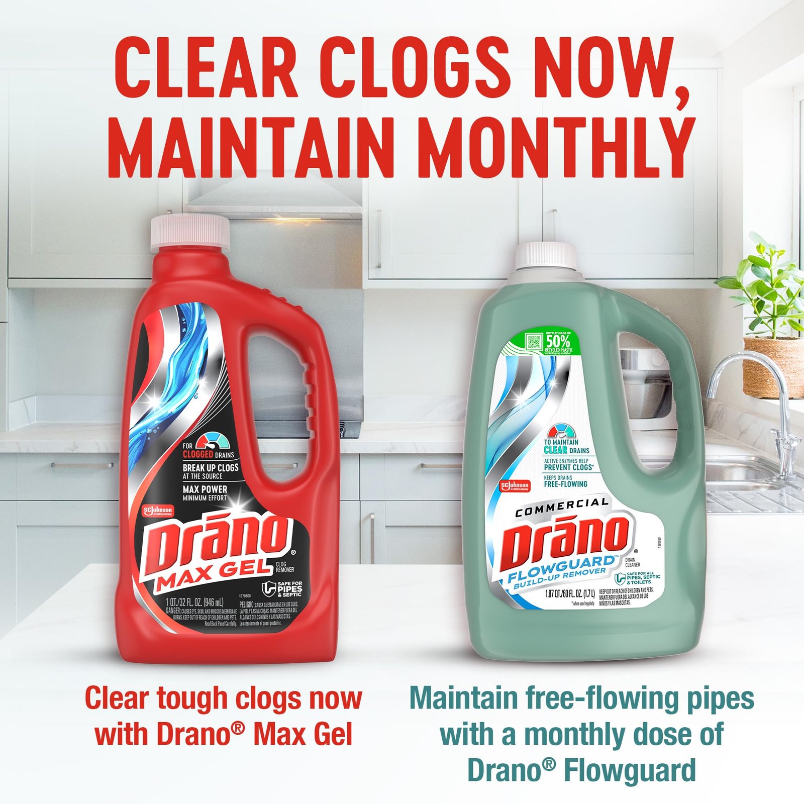 Drano Max Gel Drain Clog Remover & Cleaner, Safe for All Pipes/Septic, 32oz - Image 11