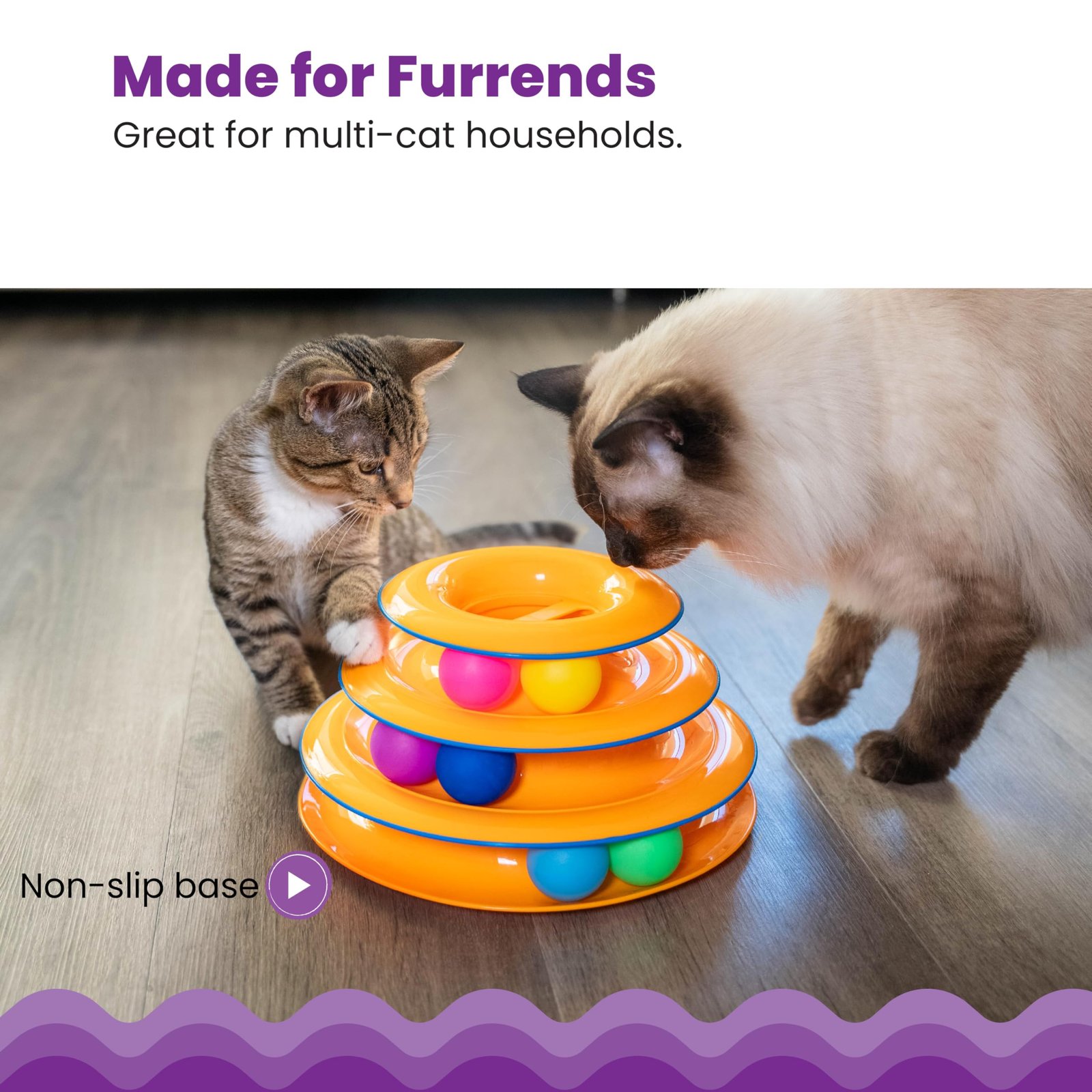 Catstages Tower of Tracks Interactive Cat Toy, 6 Spinning Balls, 10" x 5.3" - Image 4