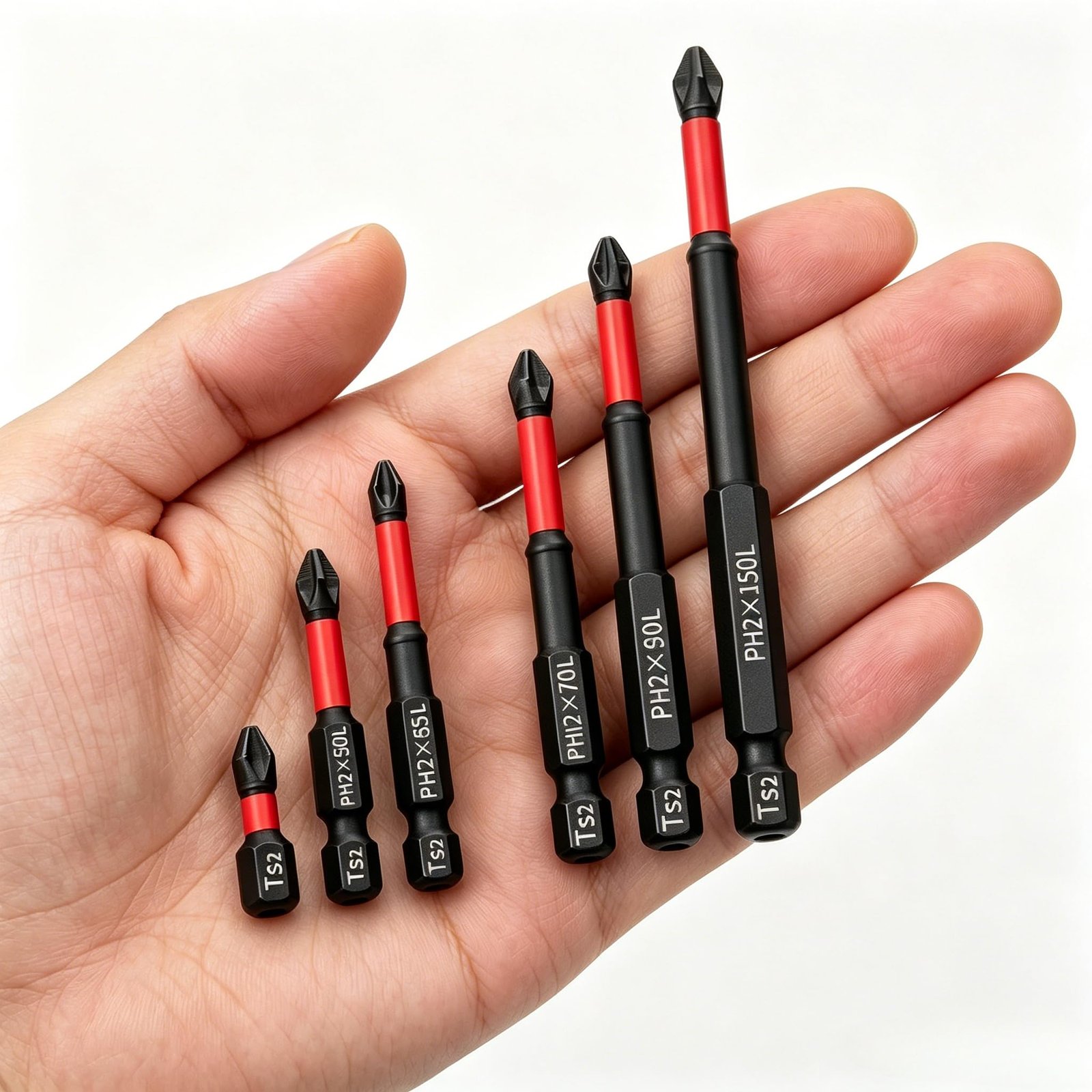 6-Piece Magnetic Screwdriver Bit Set, S2 Steel Phillips & Impact Bits for Electric and Manual Drivers, Non-Slip Grip
