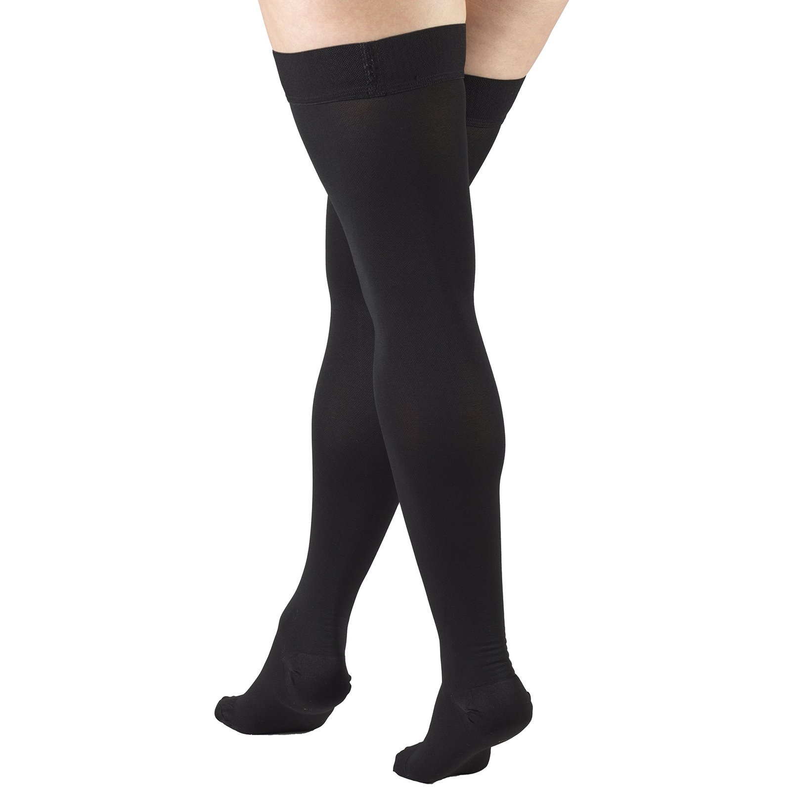 Truform 20-30 mmHg Compression Stockings for Men and Women, Thigh High Length, Dot Top, Closed Toe, Black, Medium - Image 2