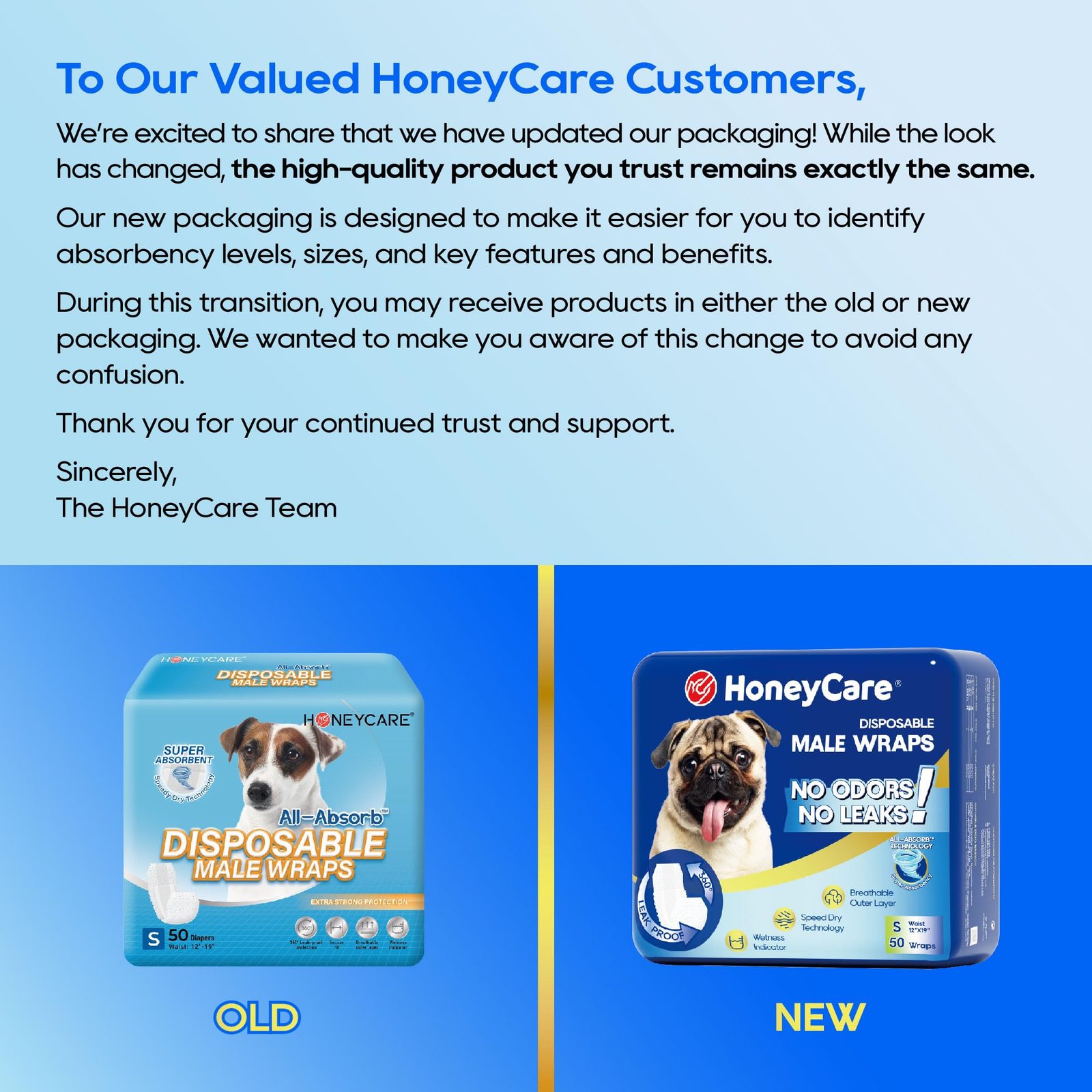 HONEY CARE All-Absorb A26 Male Dog Wrap, 50 Count, Small - Image 2