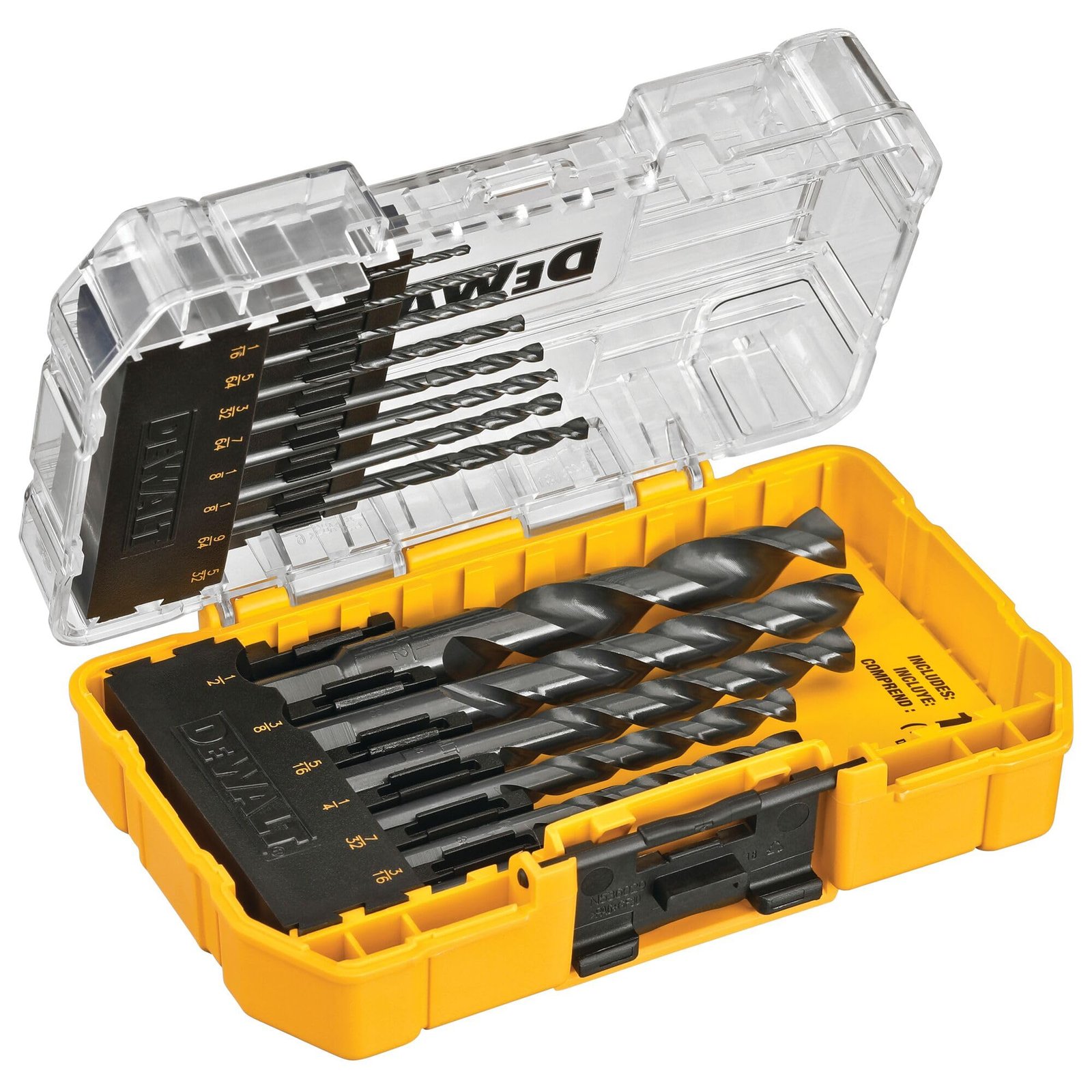 DEWALT Drill Bit Set, 3-Flats Shank,14-Piece, 135 Degree Split Point, for Plastic, Wood and Metal (DWA1184) - Image 3