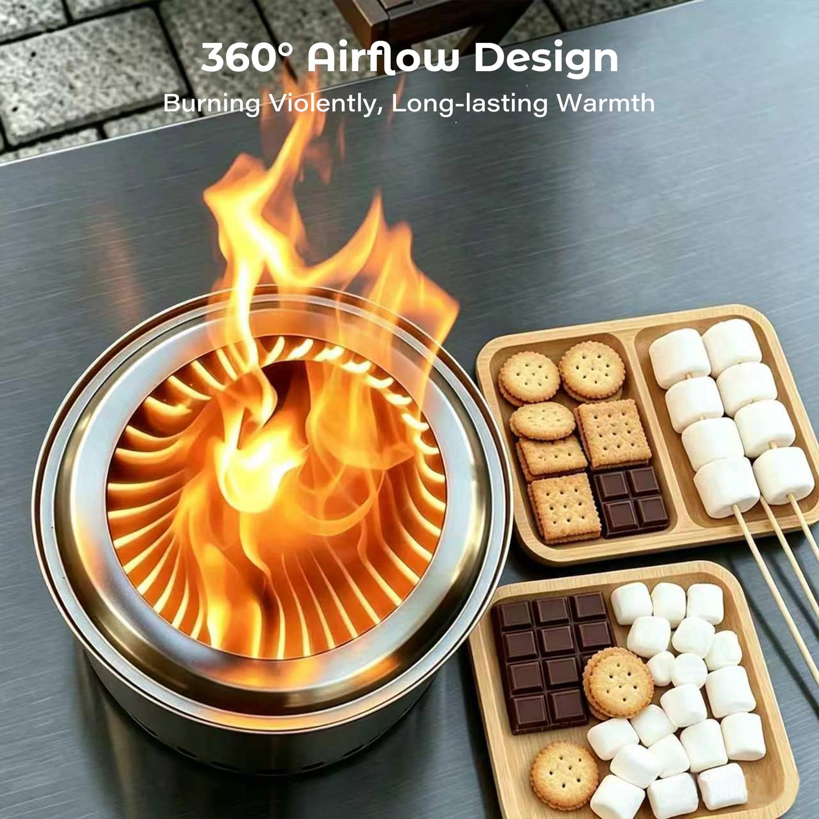 HGD Tabletop Fire Pit, Smokeless Firepit Outdoor, Mini Fire Pit for with Carry Bag for Camping Backyard Patio Garden Picnic, Silver - Image 5