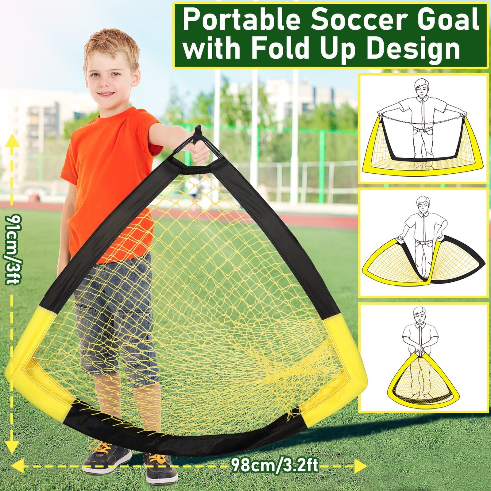 Happy Jump Portable Soccer Goal 7x5 & 5x3.6 FT, Large-Frame Training Net - Image 3