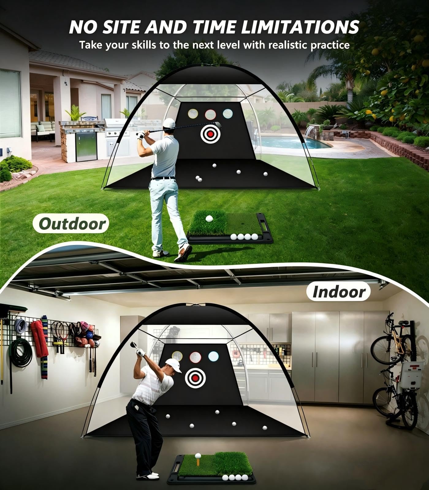 Golf Net: 10x7FT Golf Hitting Net with Mat for Chipping Driving Practice - Image 7