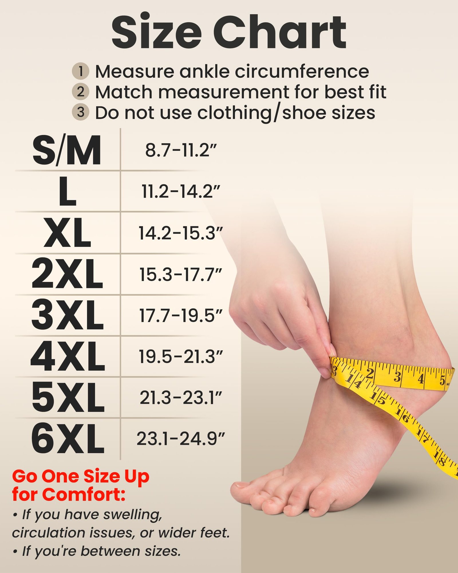 KEMFORD Ankle Compression Sleeve - 1-Pair, Plantar Fasciitis Braces - Open Toe Compression Socks for Swelling, Sprain, Neuropathy, Foot Arch Support for Men and Women - 20-30mmhg, M, Beige - Image 2