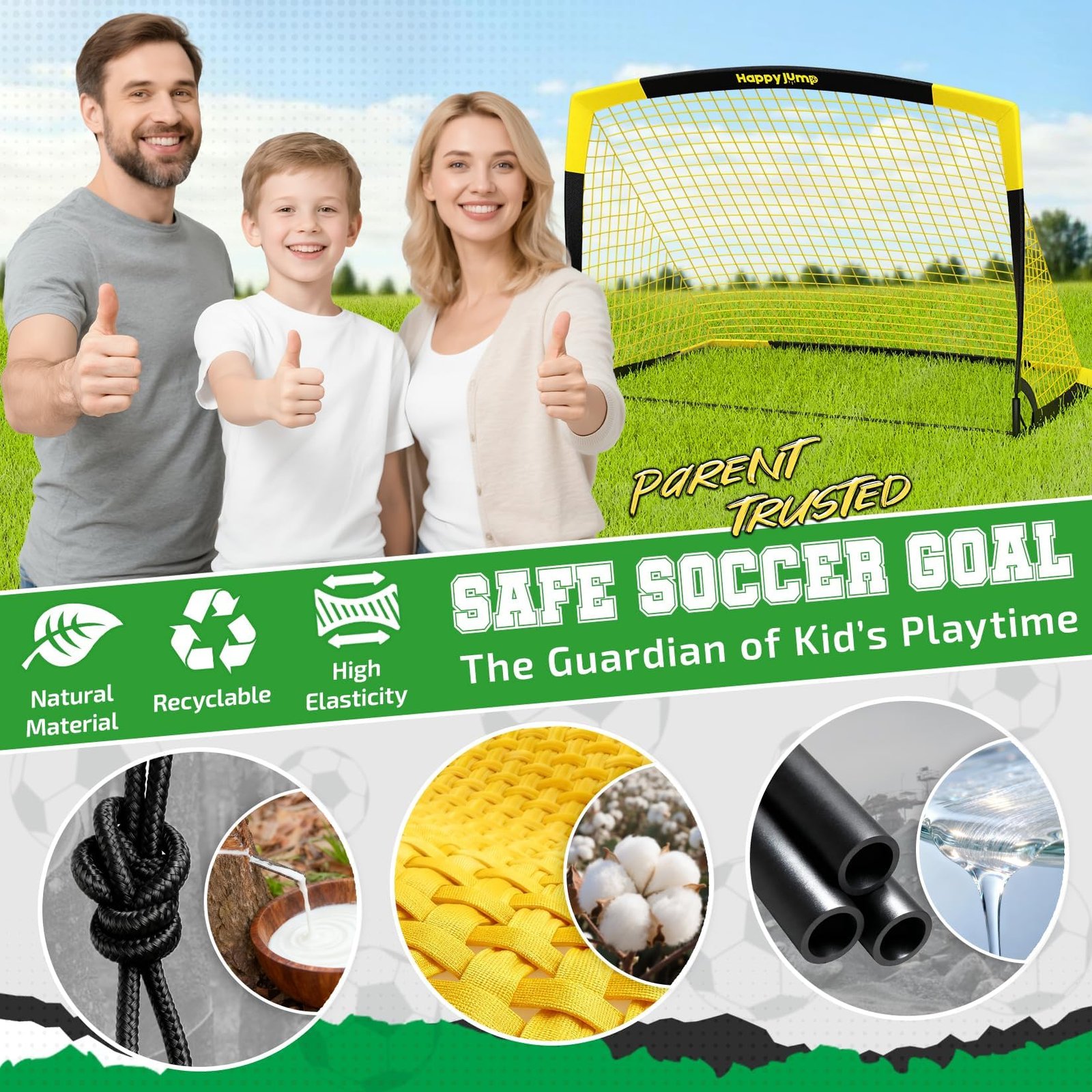Happy Jump Portable Soccer Goal 7x5 & 5x3.6 FT, Large-Frame Training Net - Image 4