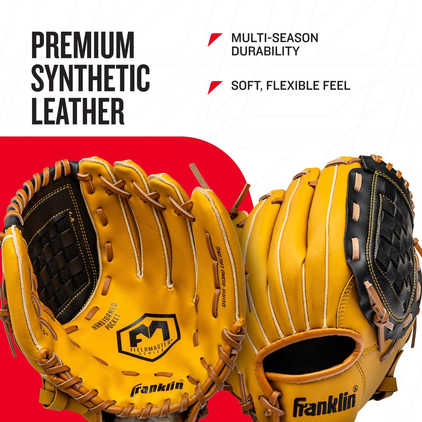 Franklin Sports Field Master Series Baseball Gloves, Right Handed Thrower, 10.5" - Image 3